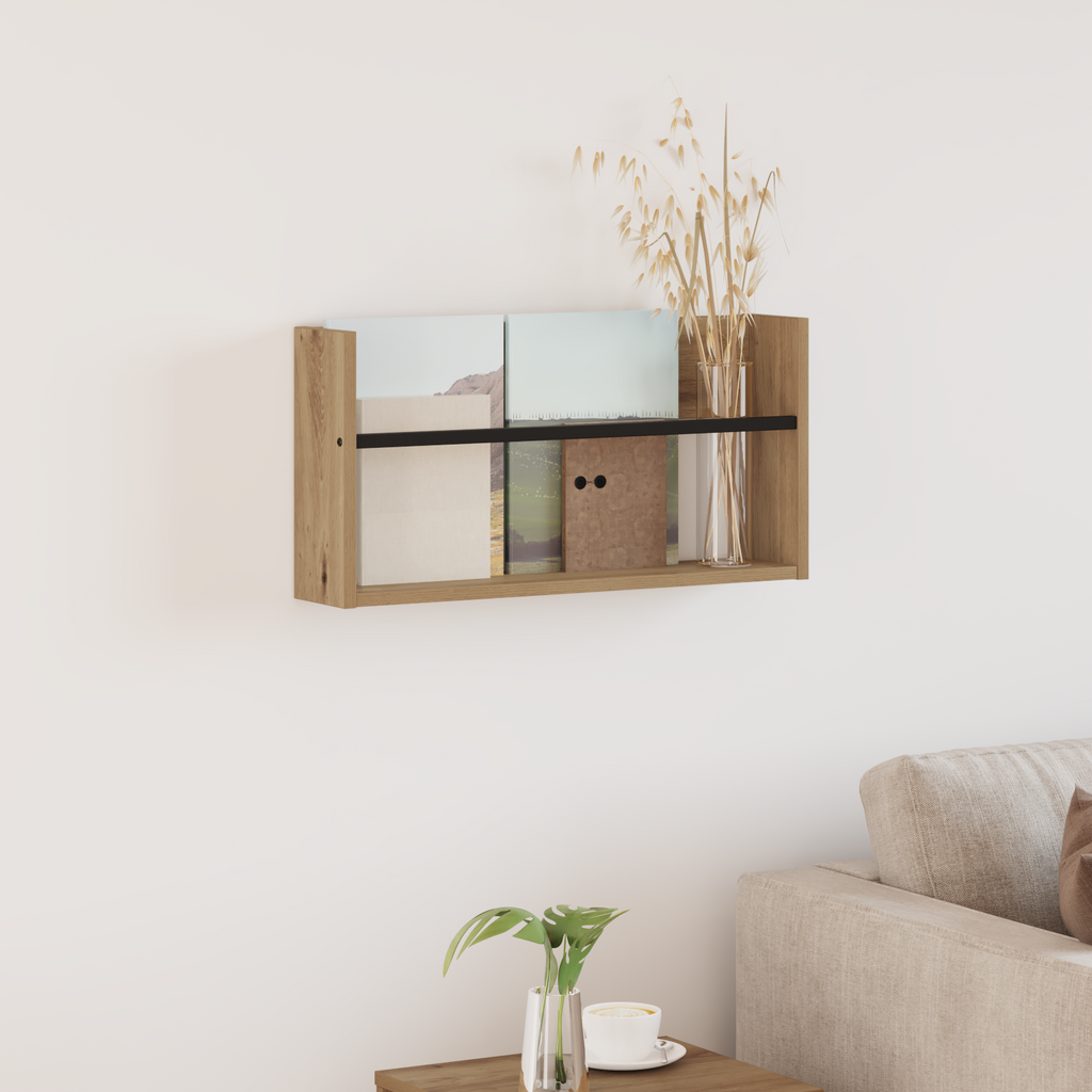 vidaXL Regał na gazety z półką Dąb rzemieślniczy 60 x 12 x 30 cm