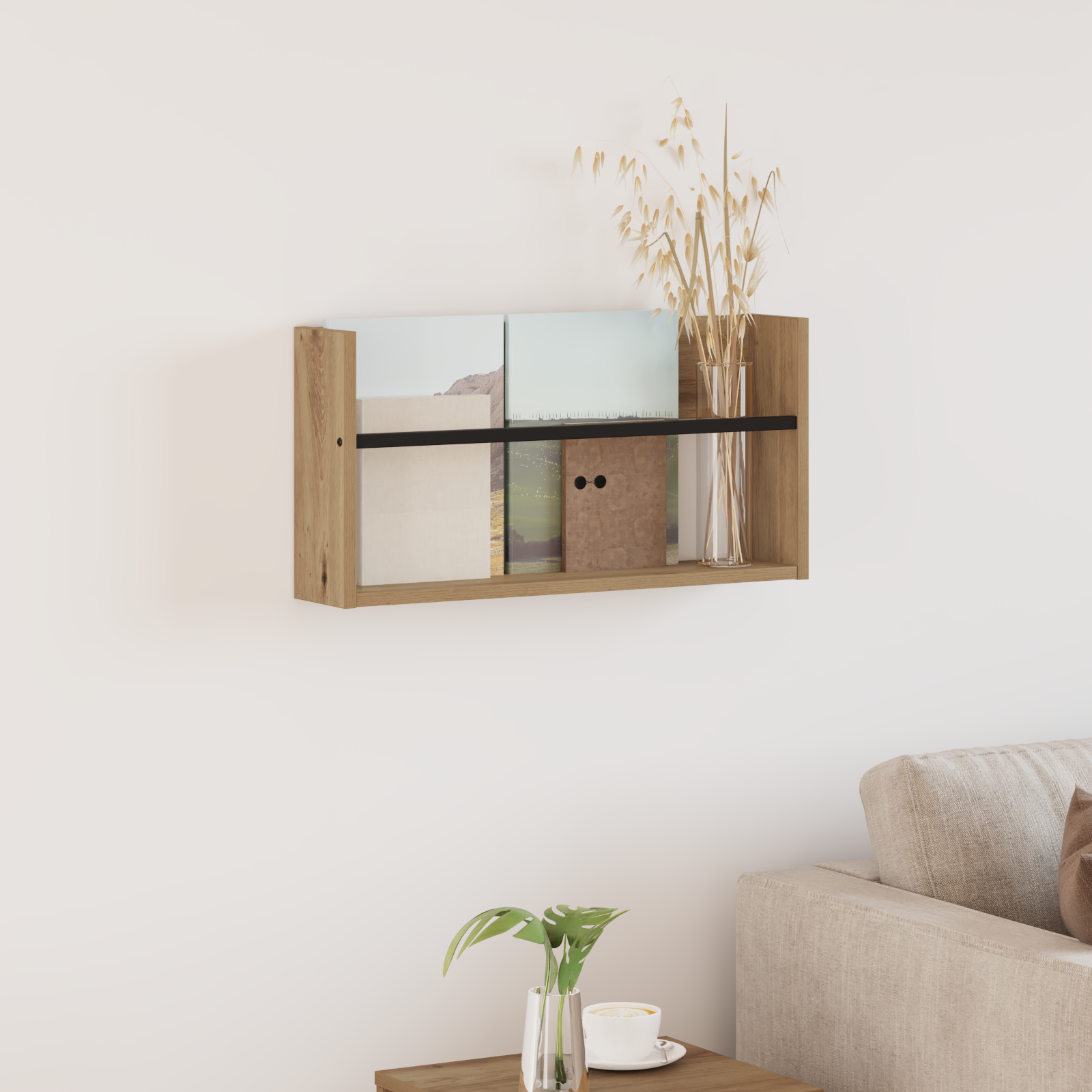 vidaXL Regał na gazety z półką Dąb rzemieślniczy 60 x 12 x 30 cm