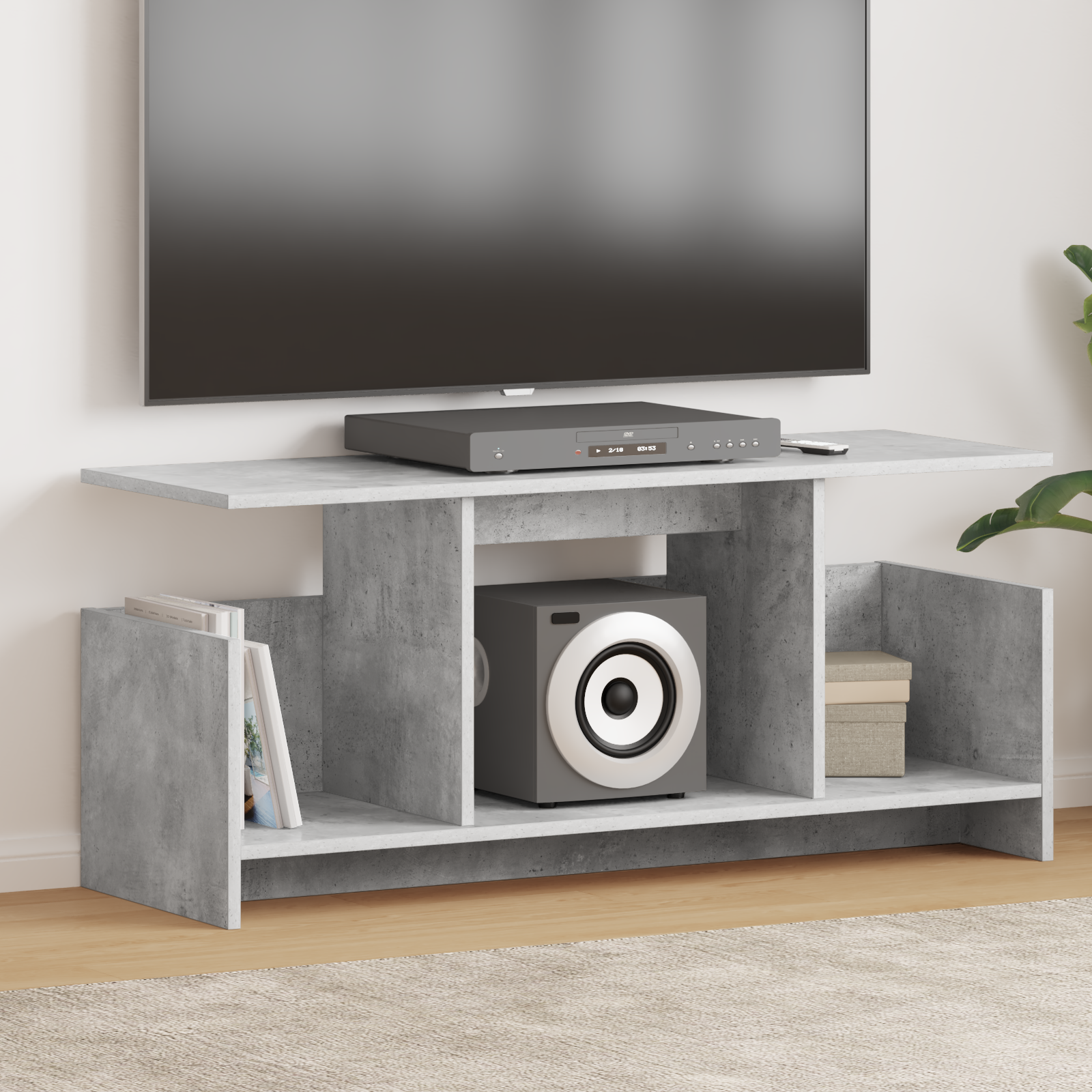 vidaXL Stół pod telewizor 102 x 35 x 45 cm Betonowy szary
