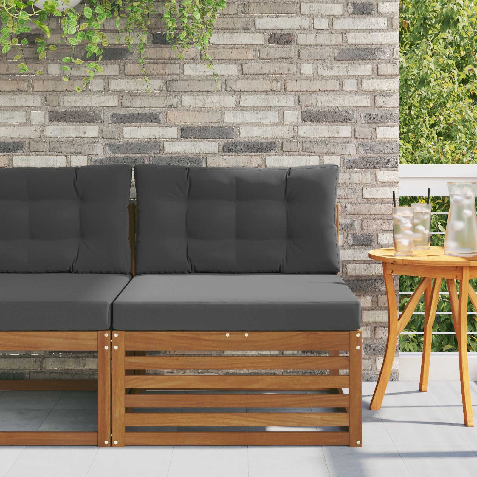 vidaXL Sofa środkowa na zewnątrz Lite Drewno Akacji Naturalny