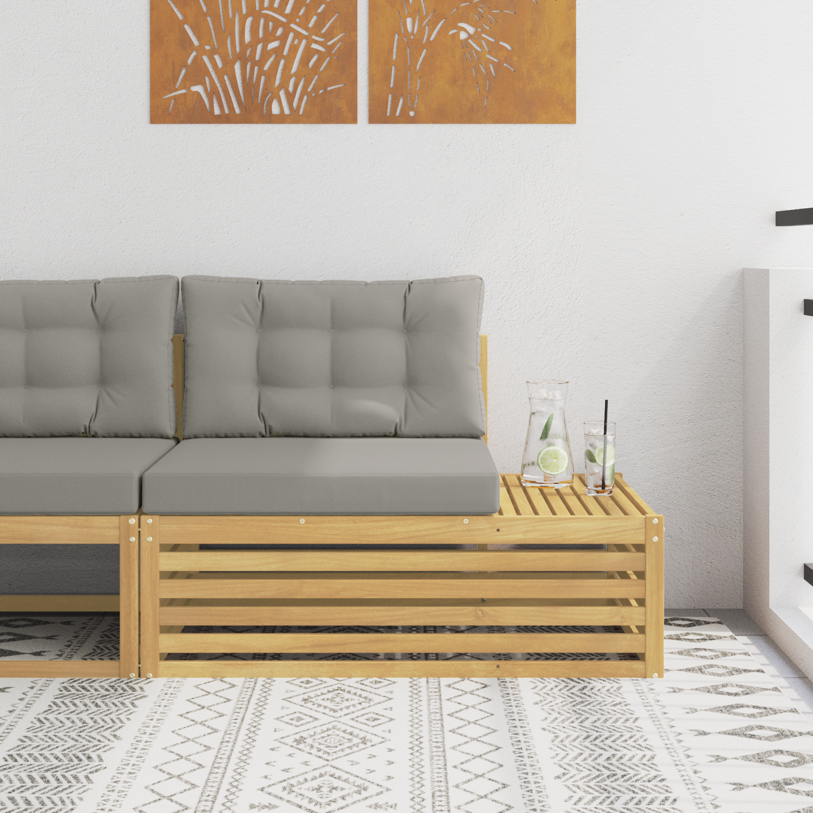 vidaXL Sofa końcowa na zewnątrz z poduszką Biały 115 x 83 x 73 cm