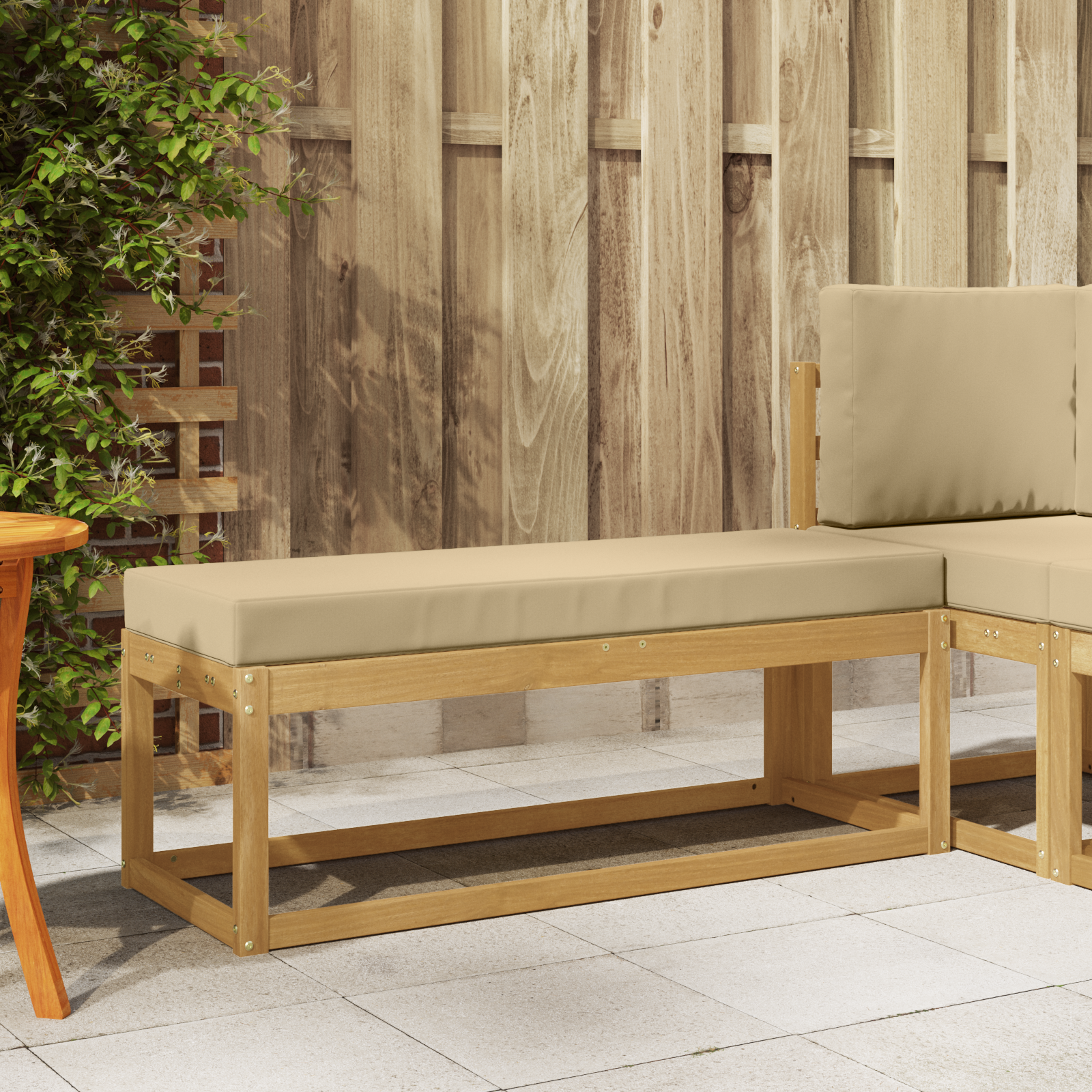 vidaXL Stołek Ławka na Zewnątrz z poduszką Biały 115 x 43 x 45 cm