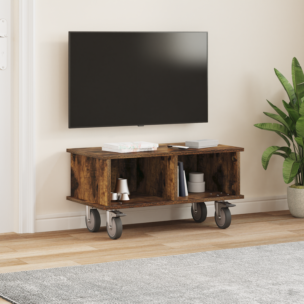vidaXL Stół pod telewizor 68,5 x 35 x 35 cm Dąb wędzony