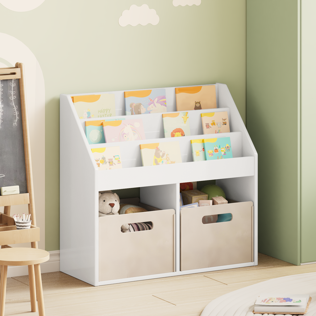 vidaXL Biblioteczka dla dzieci Wysoki połysk biały 72,5 x 29,5 x 69 cm