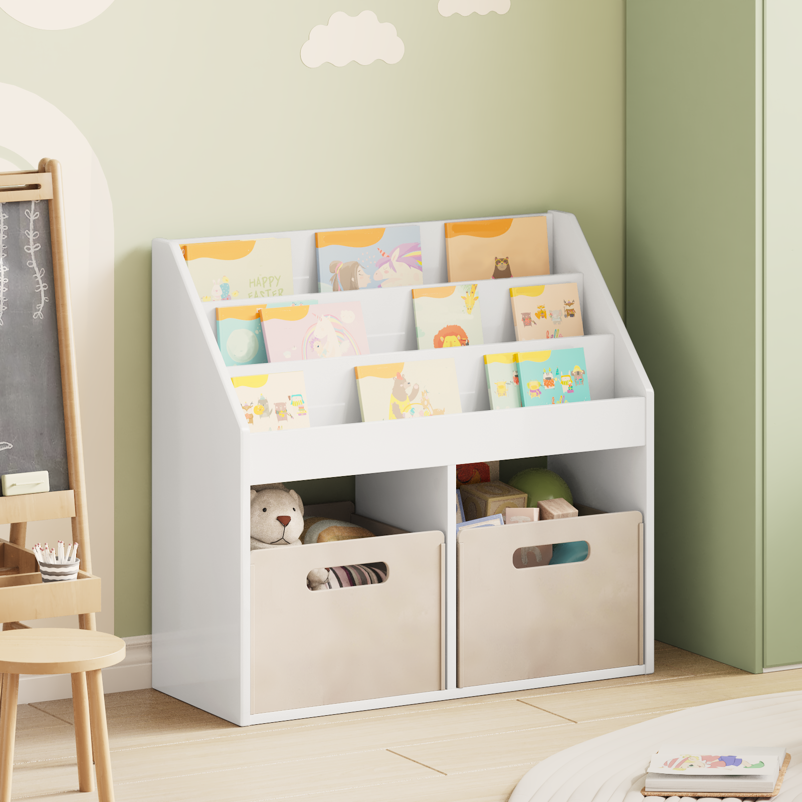 vidaXL Biblioteczka dla dzieci Wysoki połysk biały 72,5 x 29,5 x 69 cm