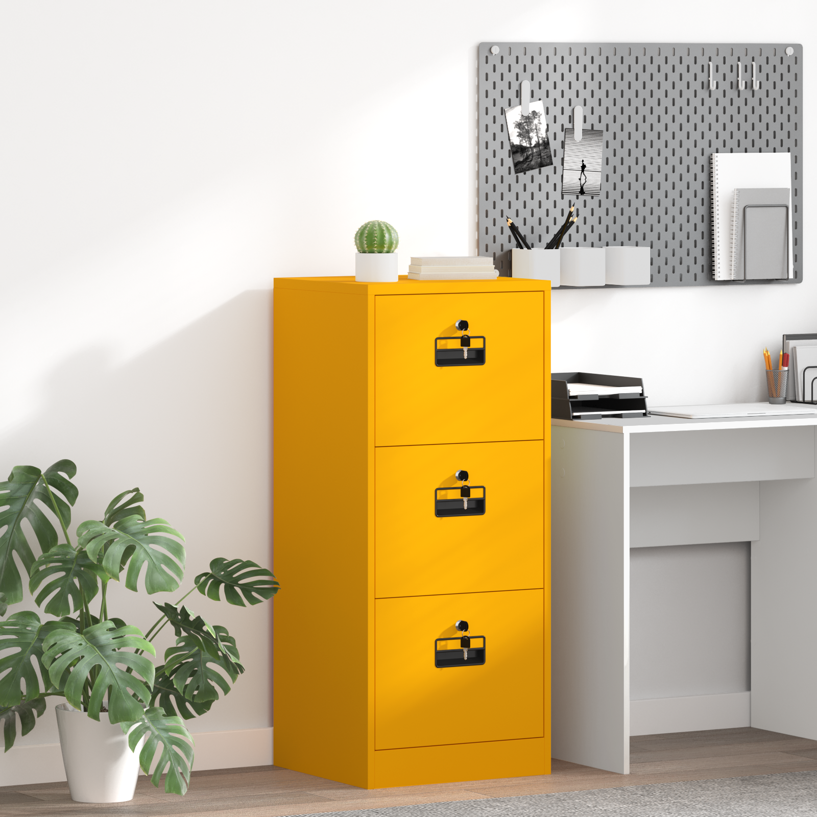 vidaXL Szafka na dokumenty Musztardowy Żółty 45,5 x 42 x 106,5 cm