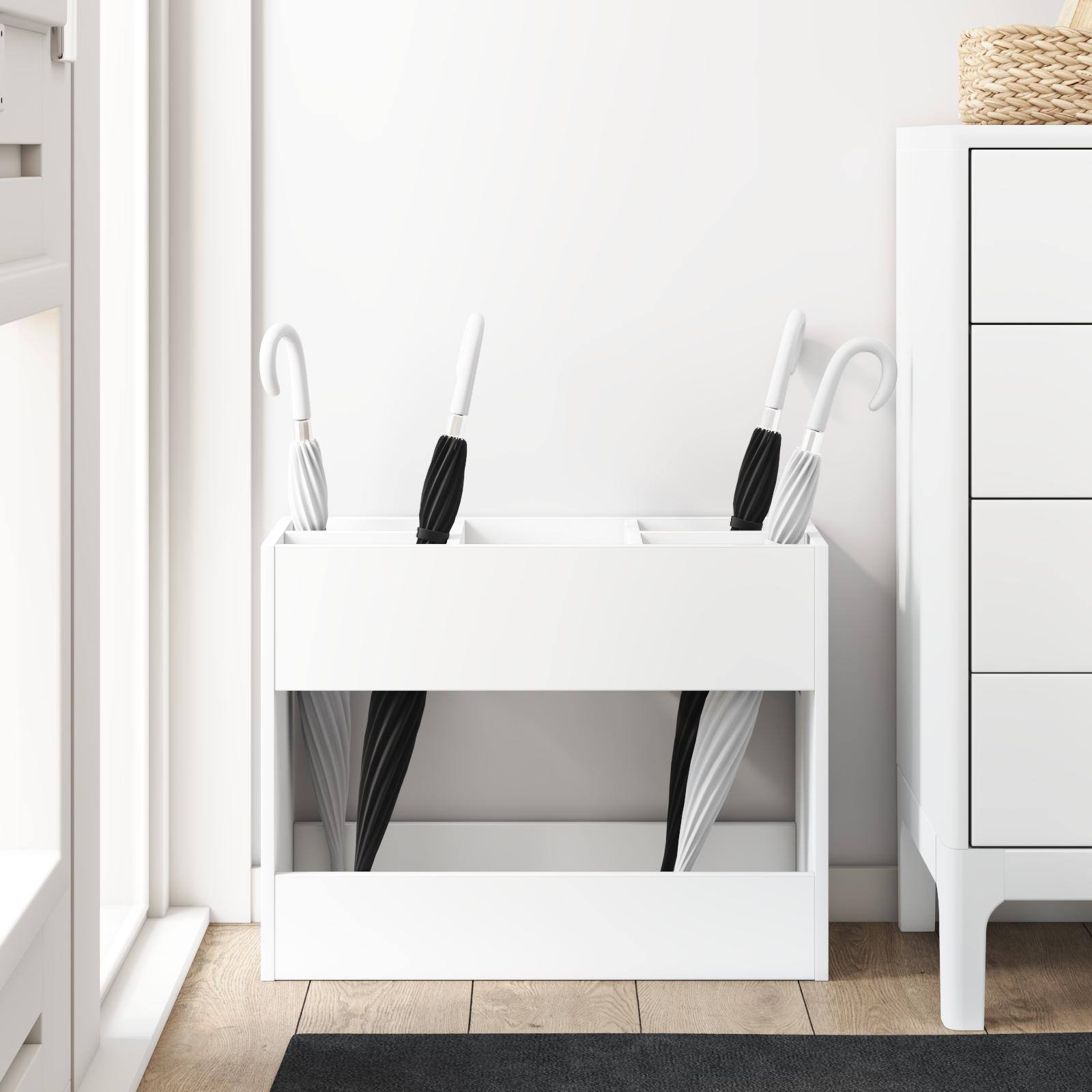 vidaXL Stojak na parasol Biały 65 x 24 x 50 cm Drewno inżynieryjne