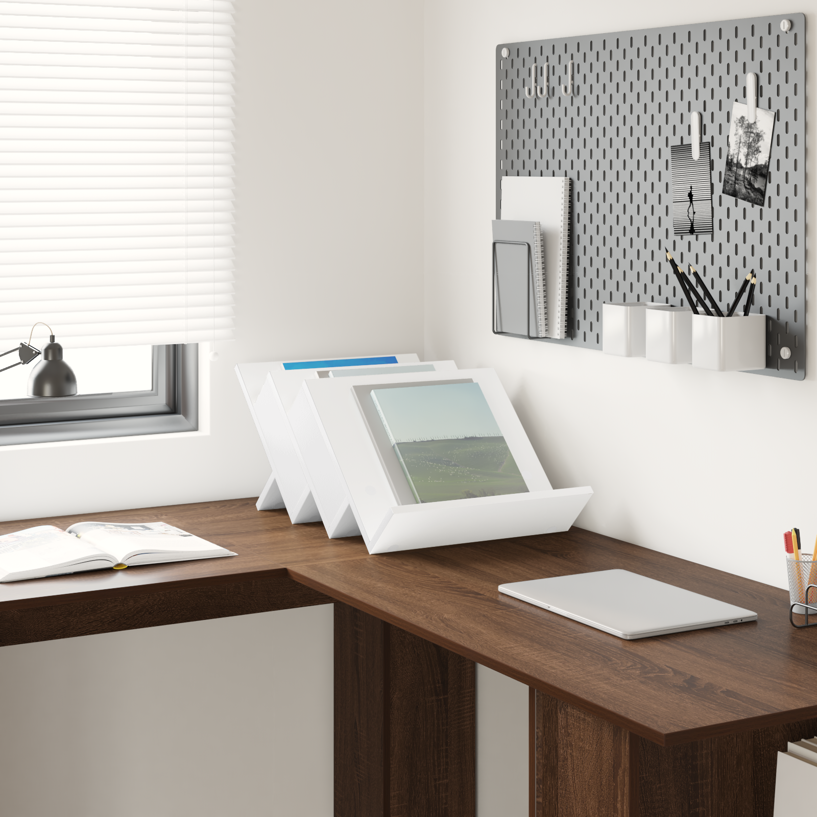 vidaXL Regał na gazety Biały 53 x 40 x 28,5 cm Drewno inżynieryjne