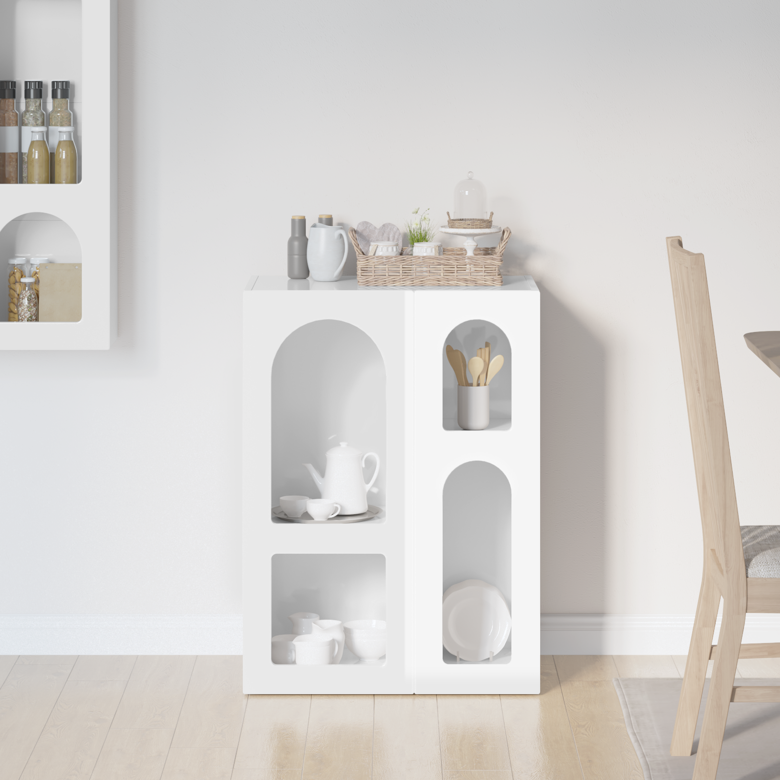vidaXL Bufet ELST Wysoki połysk biały 59 x 35 x 80.5 cm