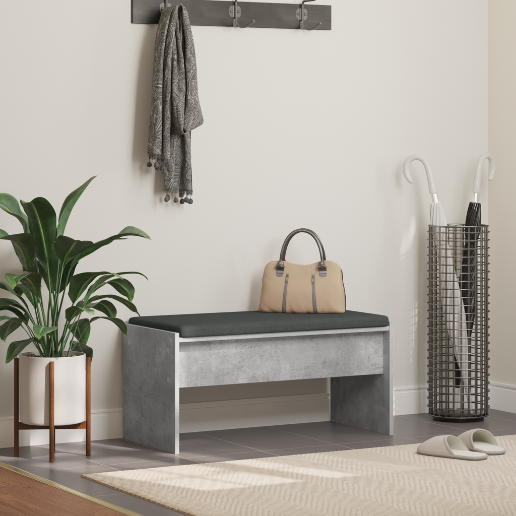 vidaXL Ławka w przedpokoju z poduszką Betonowy szary 83 x 38 x 40 cm