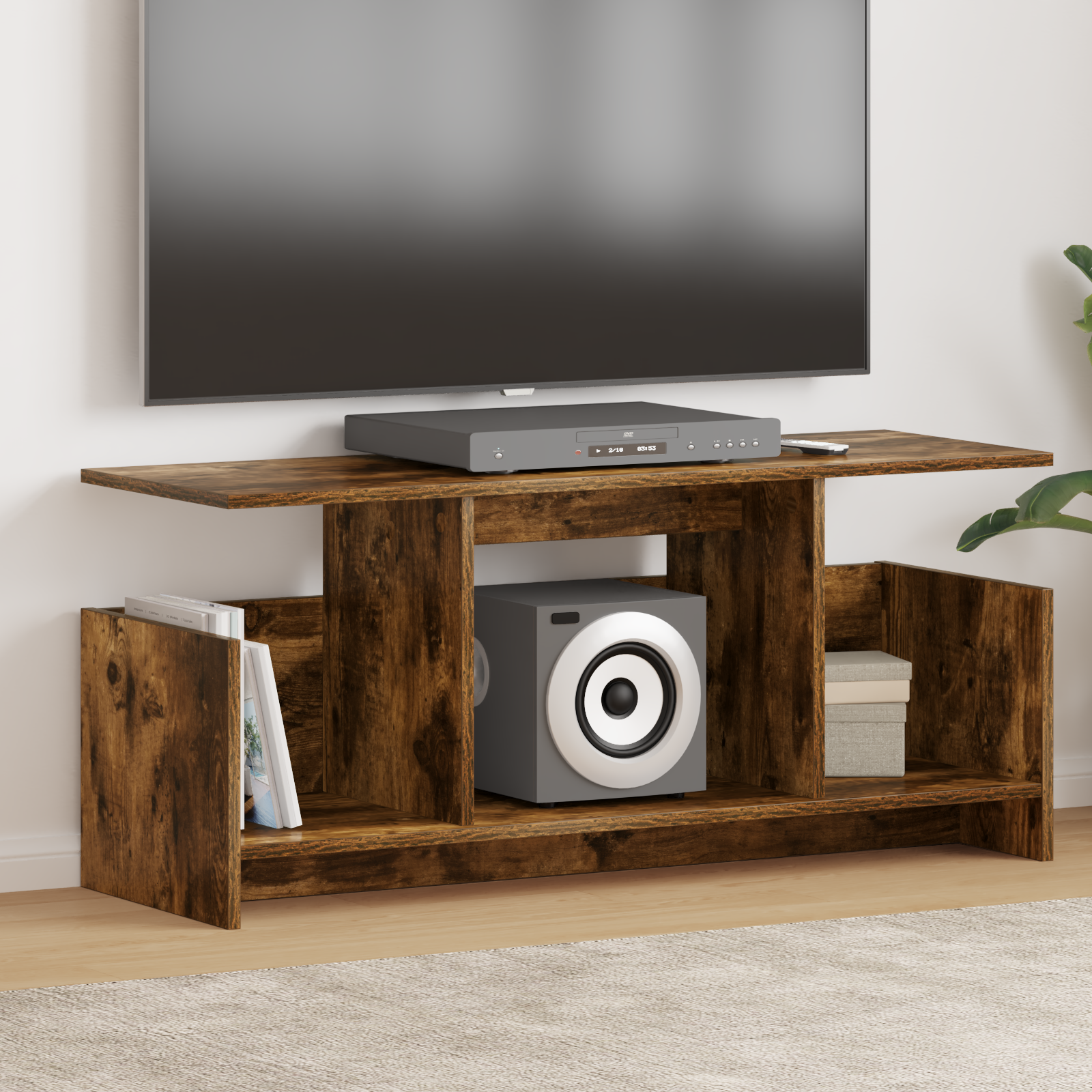 vidaXL Stół pod telewizor 102 x 35 x 45 cm Dąb wędzony