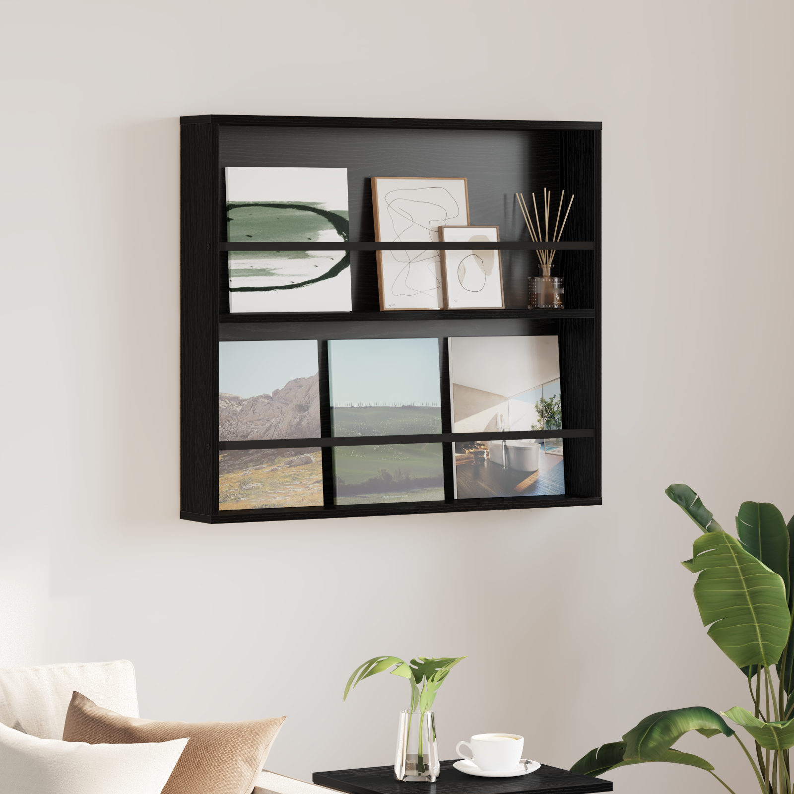 vidaXL Regał na gazety Czarny Dąb 80 x 12 x 70 cm Drewno inżynieryjne