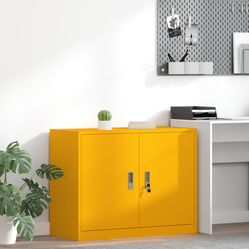 vidaXL Szafka do przechowywania Musztardowy Żółty 90 x 40 x 70 cm Stal