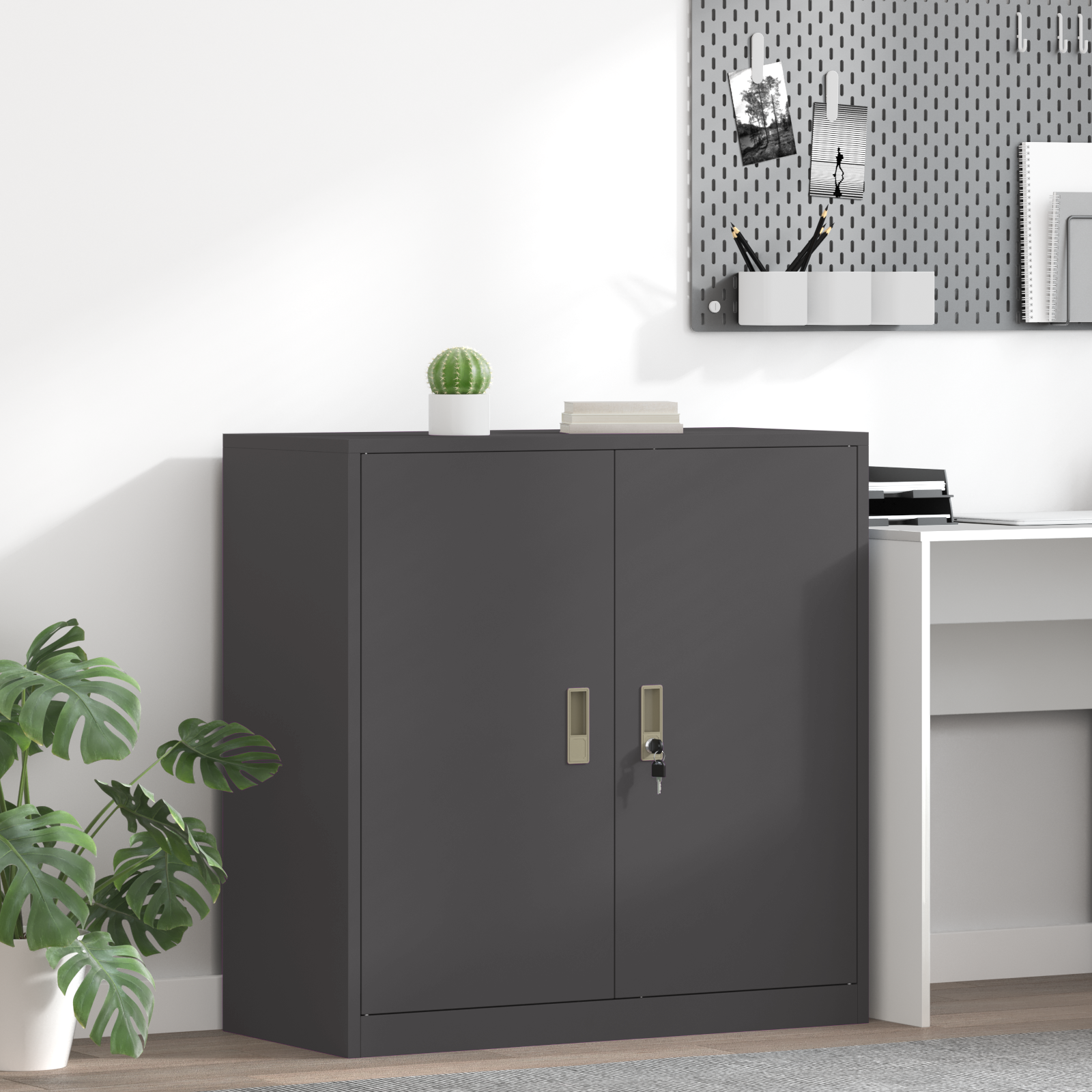 vidaXL Szafka do przechowywania Czarny 90 x 40 x 90 cm Stal
