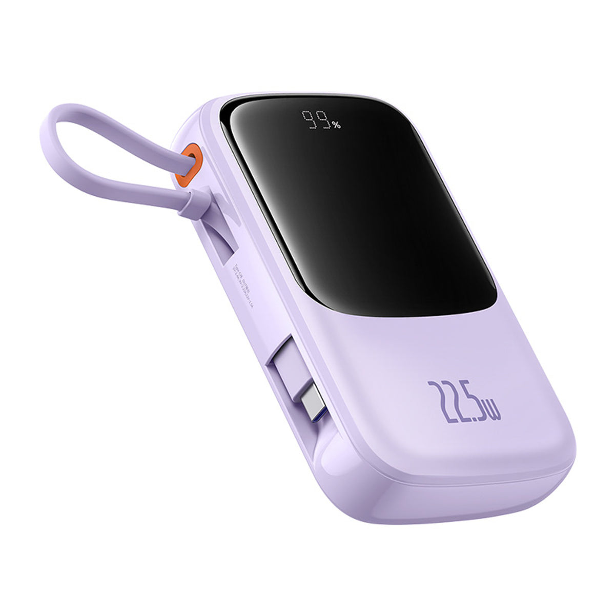 Powerbank Baseus Qpow Pro+ 10000mAh 22.5W z wbudowanym kablem USB-C z wyświetlaczem - fioletowy