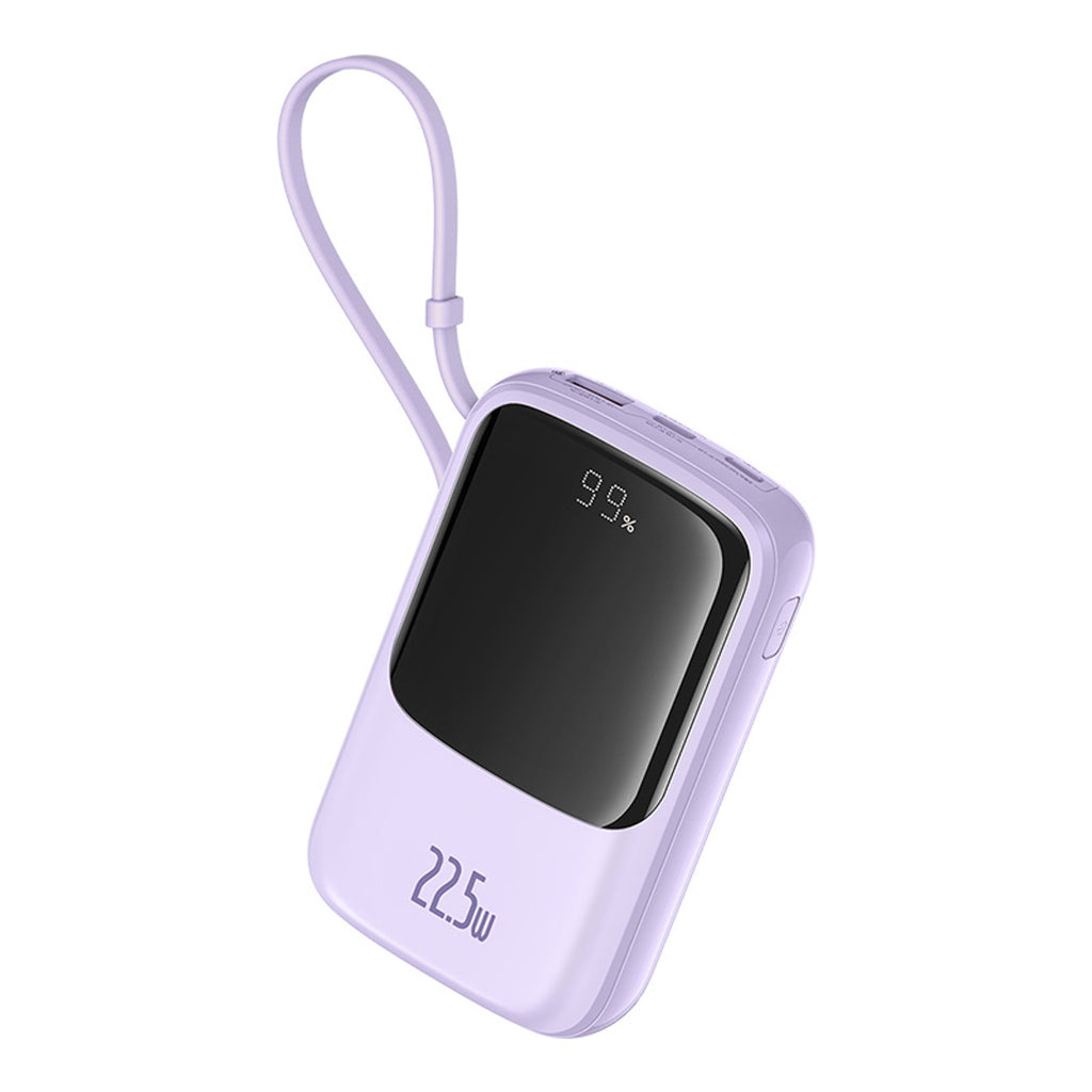 Powerbank Baseus Qpow Pro+ 10000mAh 22.5W z wbudowanym kablem USB-C z wyświetlaczem - fioletowy