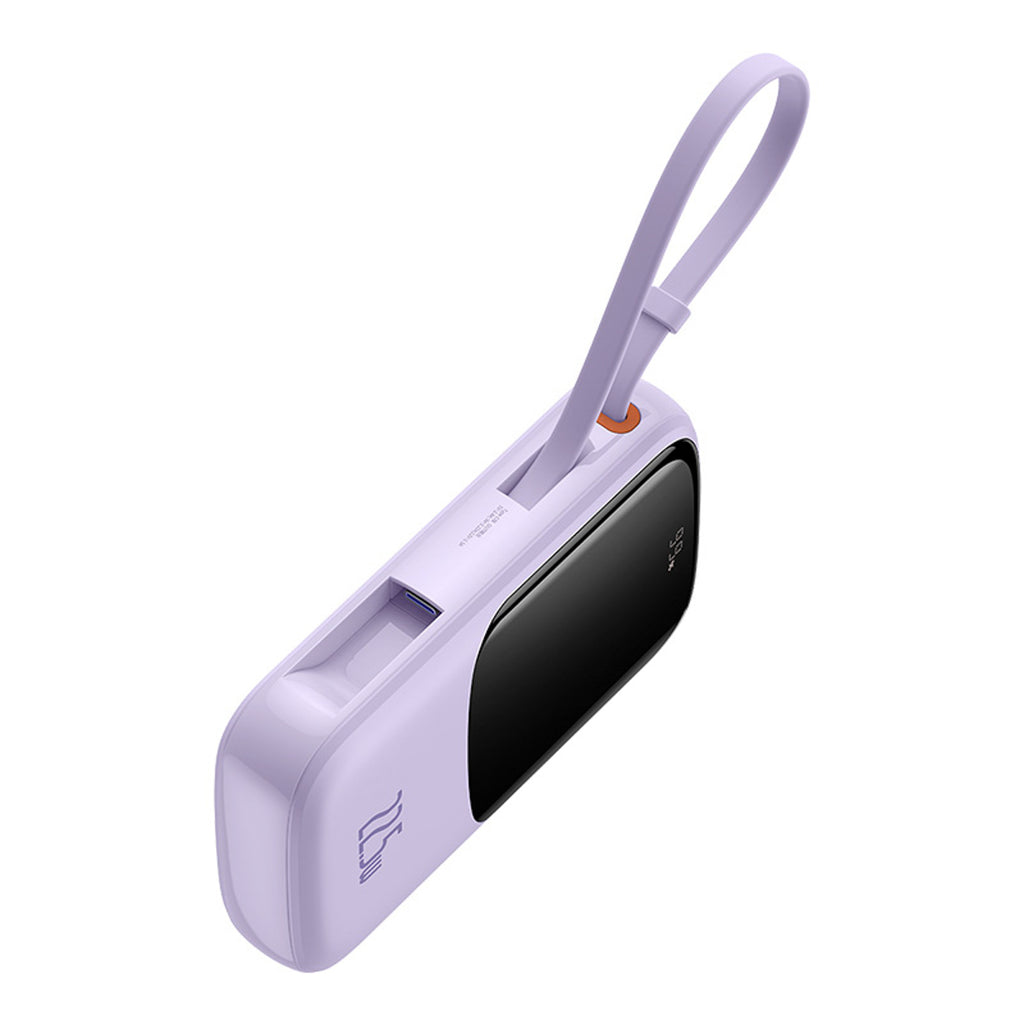 Powerbank Baseus Qpow Pro+ 10000mAh 22.5W z wbudowanym kablem USB-C z wyświetlaczem - fioletowy
