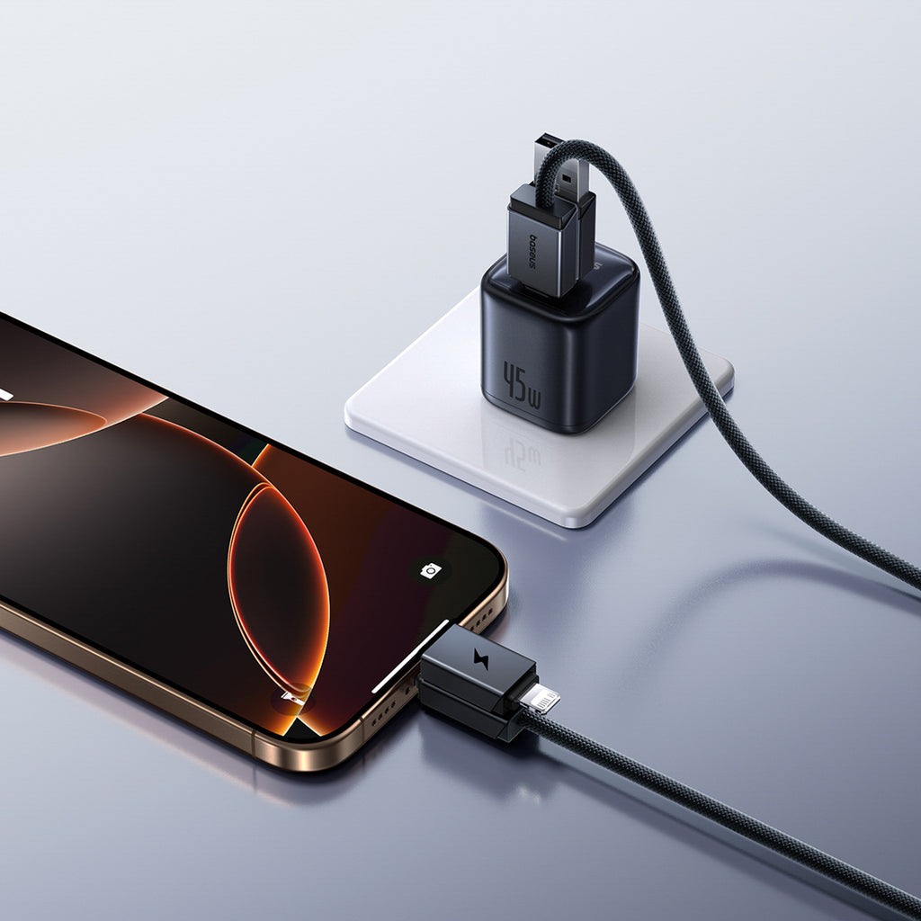 Kabel Baseus Versatile 60W USB-C - USB-C z adapterami USB-A i Lighting 1m - czarny