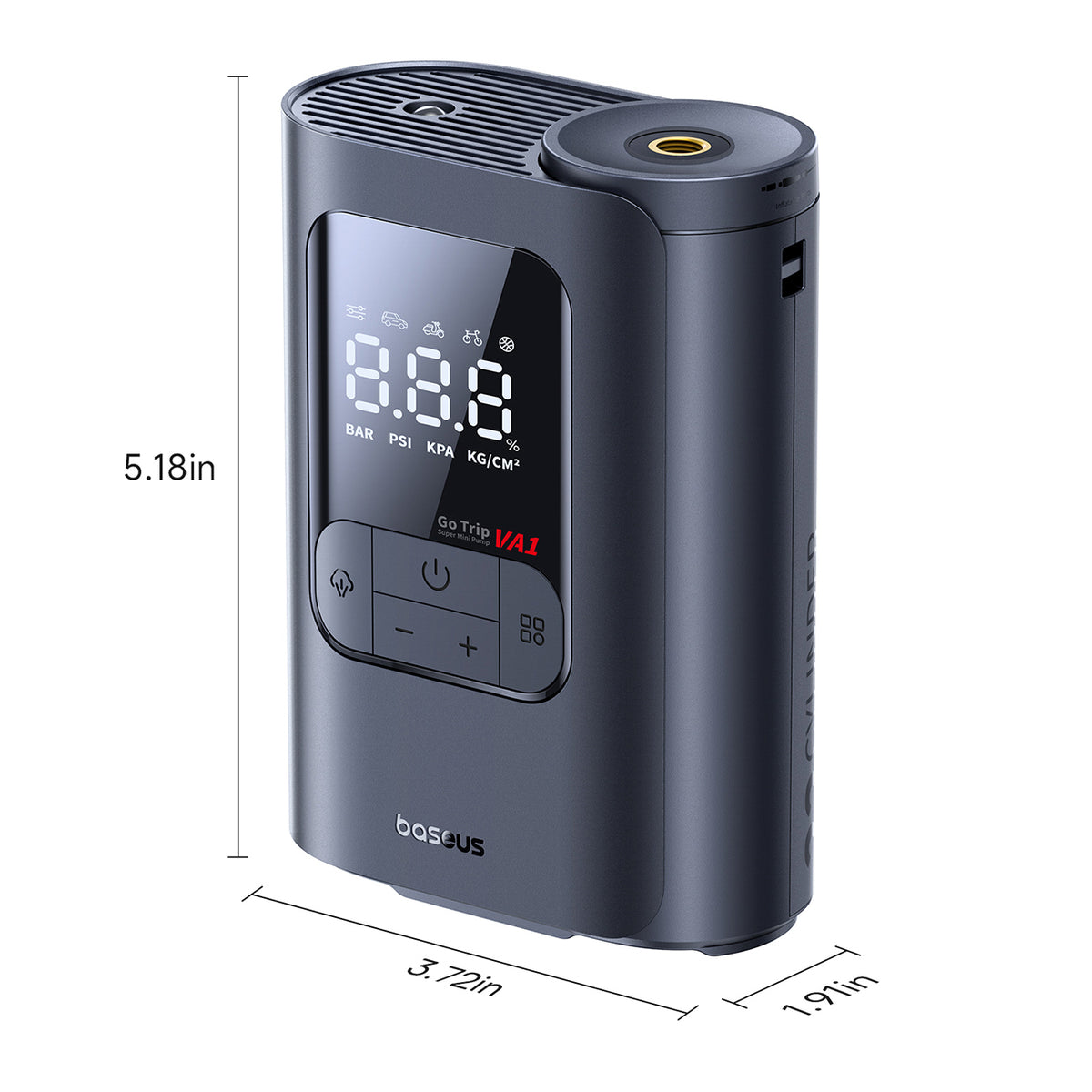 Pompka bezprzewodowa Baseus GoTrip VA1 kompresor 150 PSI 7500 mAh - ciemnoszara