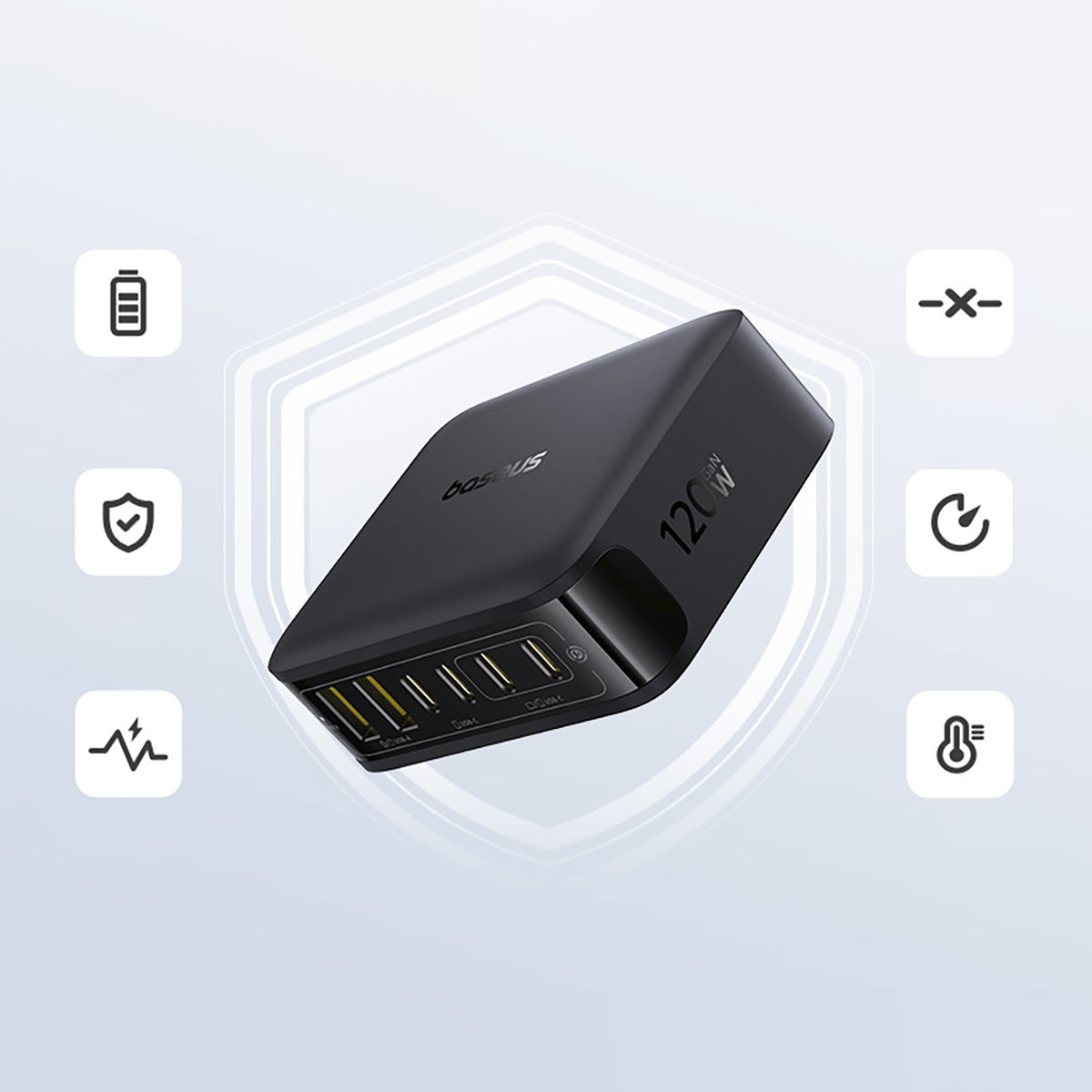 Stacja ładująca Baseus EnerFill FH21 120W 4xUSB-C + 2xUSB-A - czarna