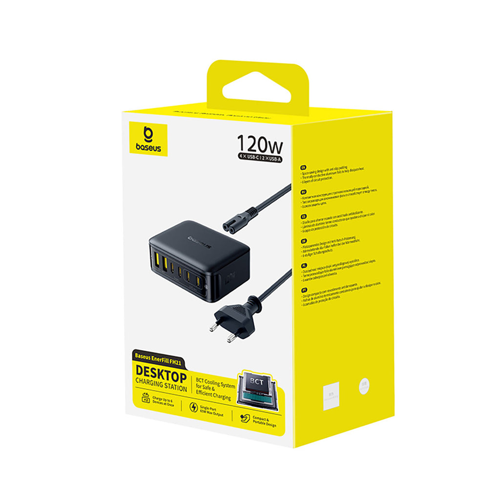 Stacja ładująca Baseus EnerFill FH21 120W 4xUSB-C + 2xUSB-A - czarna