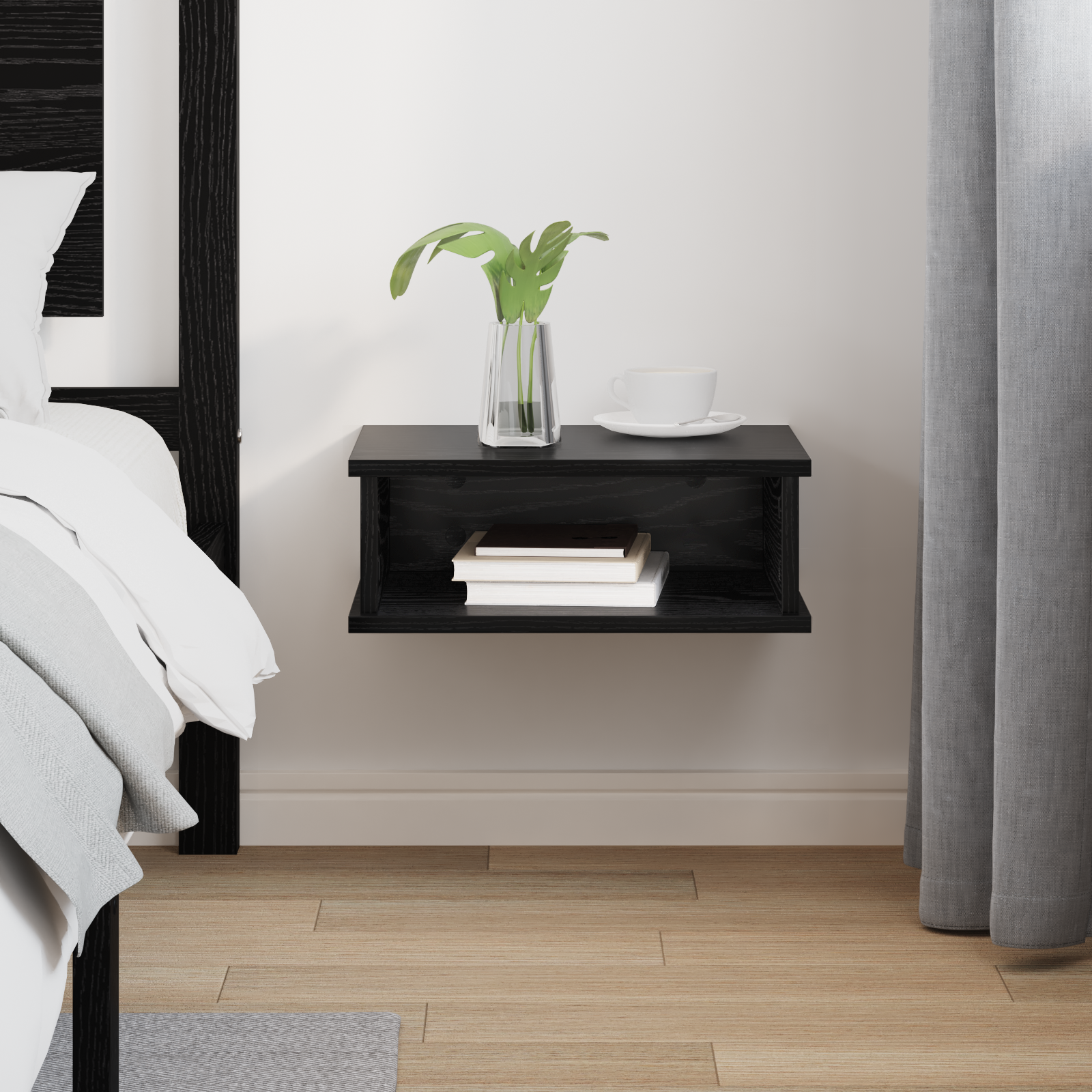 vidaXL Stolik nocny Czarny Dąb 40 x 31 x 15 cm Drewno inżynieryjne