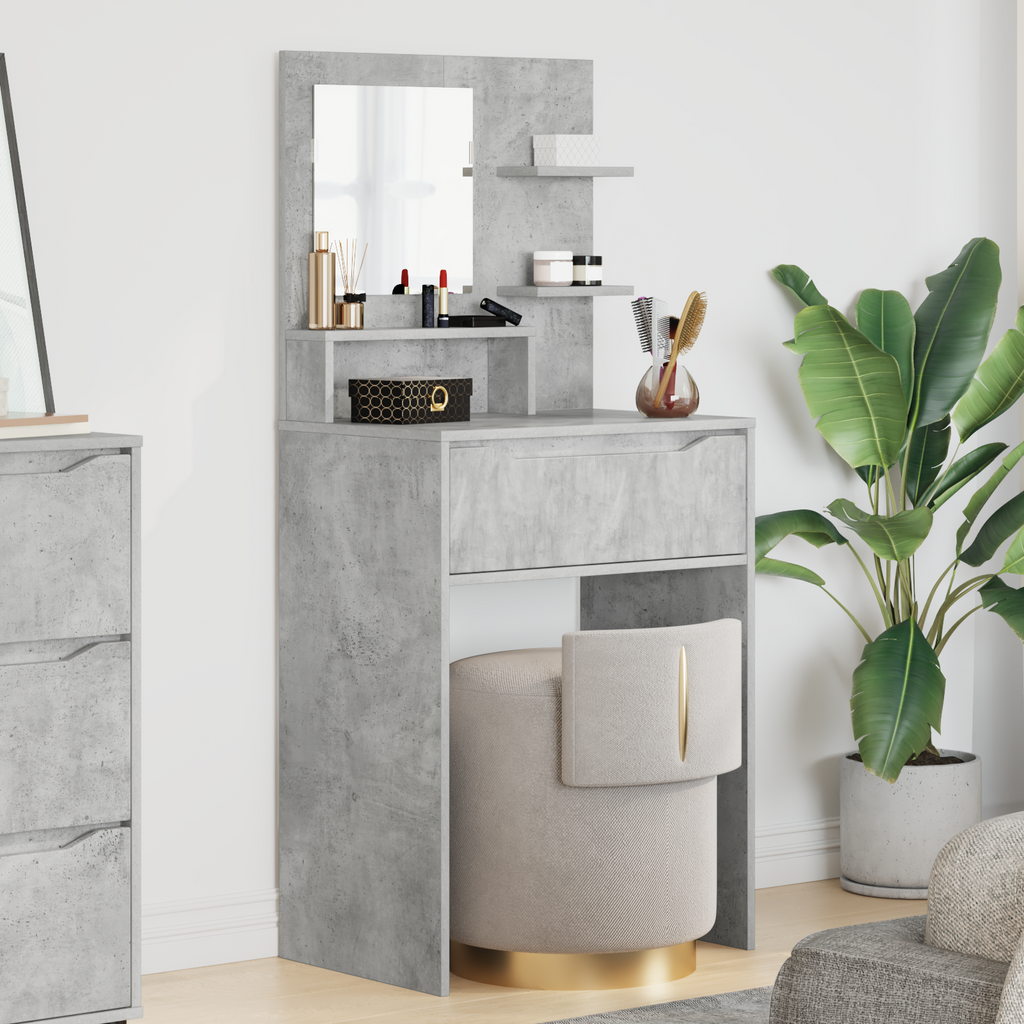 vidaXL Toaletki do sypialni z półką Betonowy szary 80 x 39,6 x 135 cm