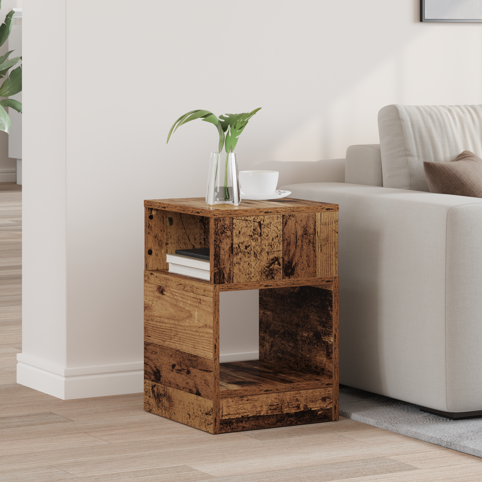vidaXL Stolik końcowy Stare drewno 30,5 x 30 x 45 cm