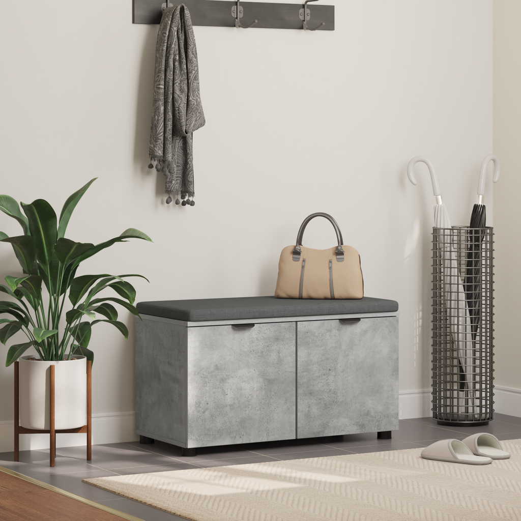 vidaXL Ławka w przedpokoju z poduszką Betonowy Szary 80 x 38 x 46 cm