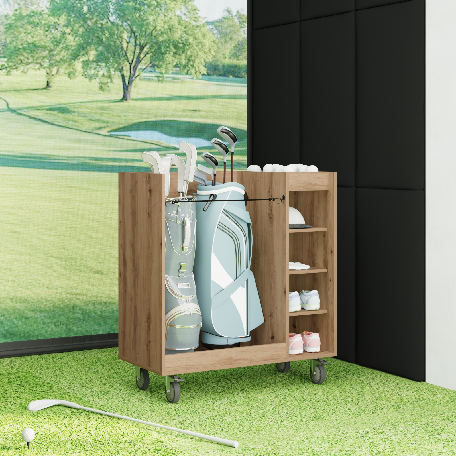 vidaXL Szafka golfowa z kołem Gładki Dąb rzemieślniczy 90 x 45 x 98 cm