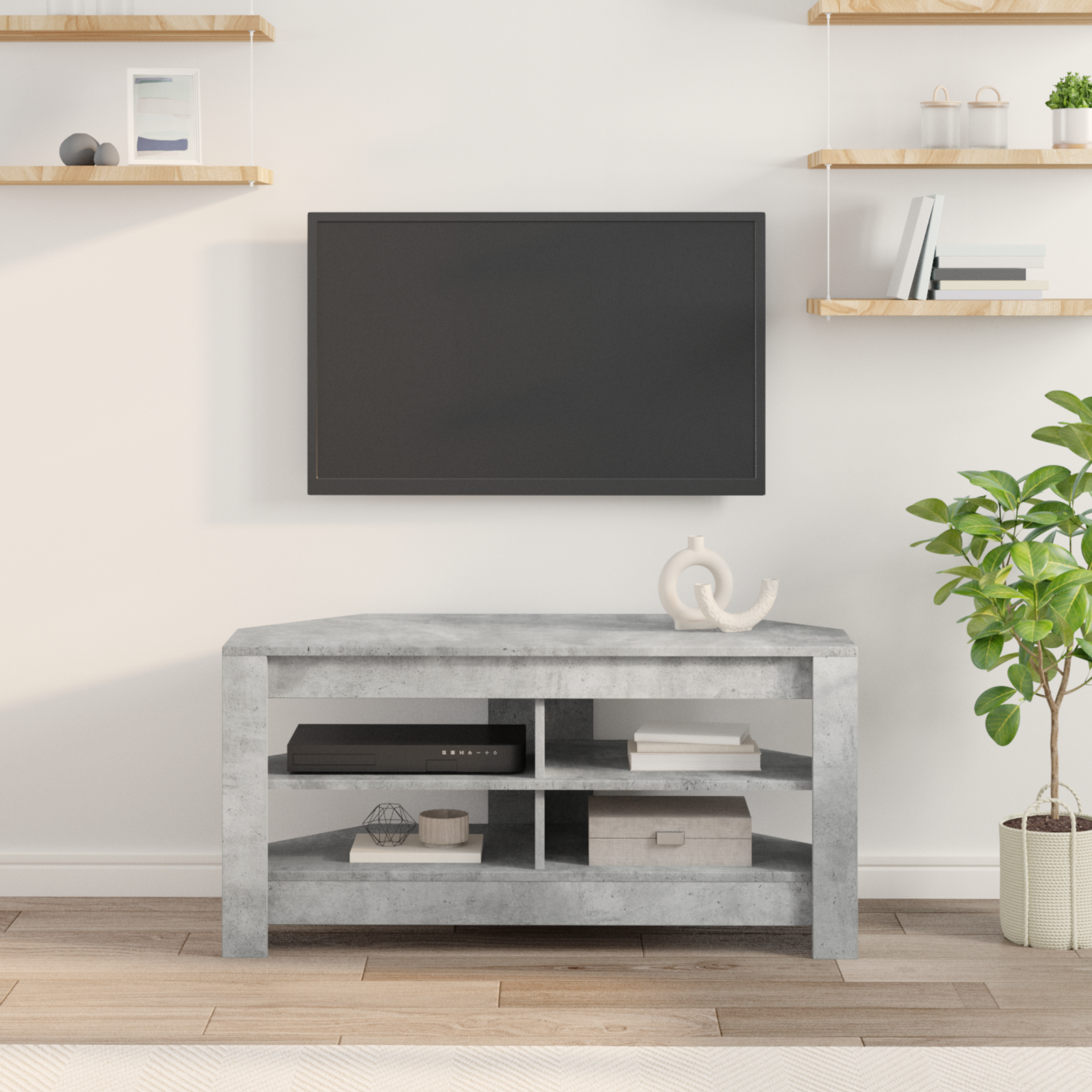vidaXL RogowaSzafkanaTelewizor 102 x 40,5 x 45 cm Betonowy szary