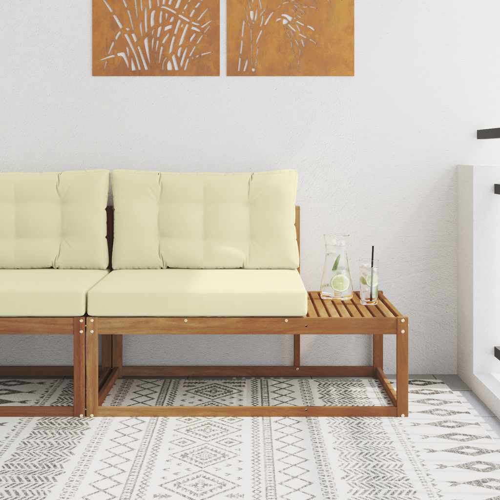vidaXL Sofa końcowa na zewnątrz z poduszką Naturalny 115 x 83 x 73 cm