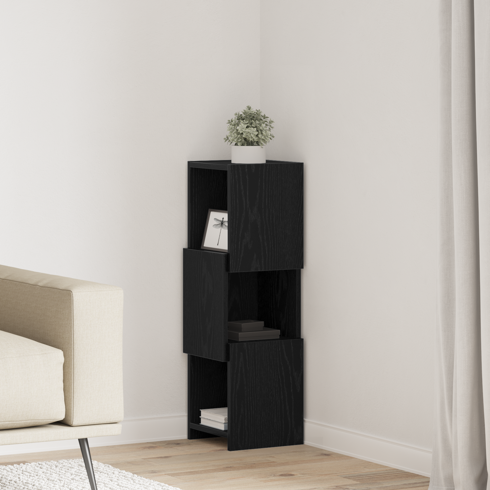 vidaXL Szafka narożna 25,5x25x80cm Drewno inżynieryjne Czarny Dąb