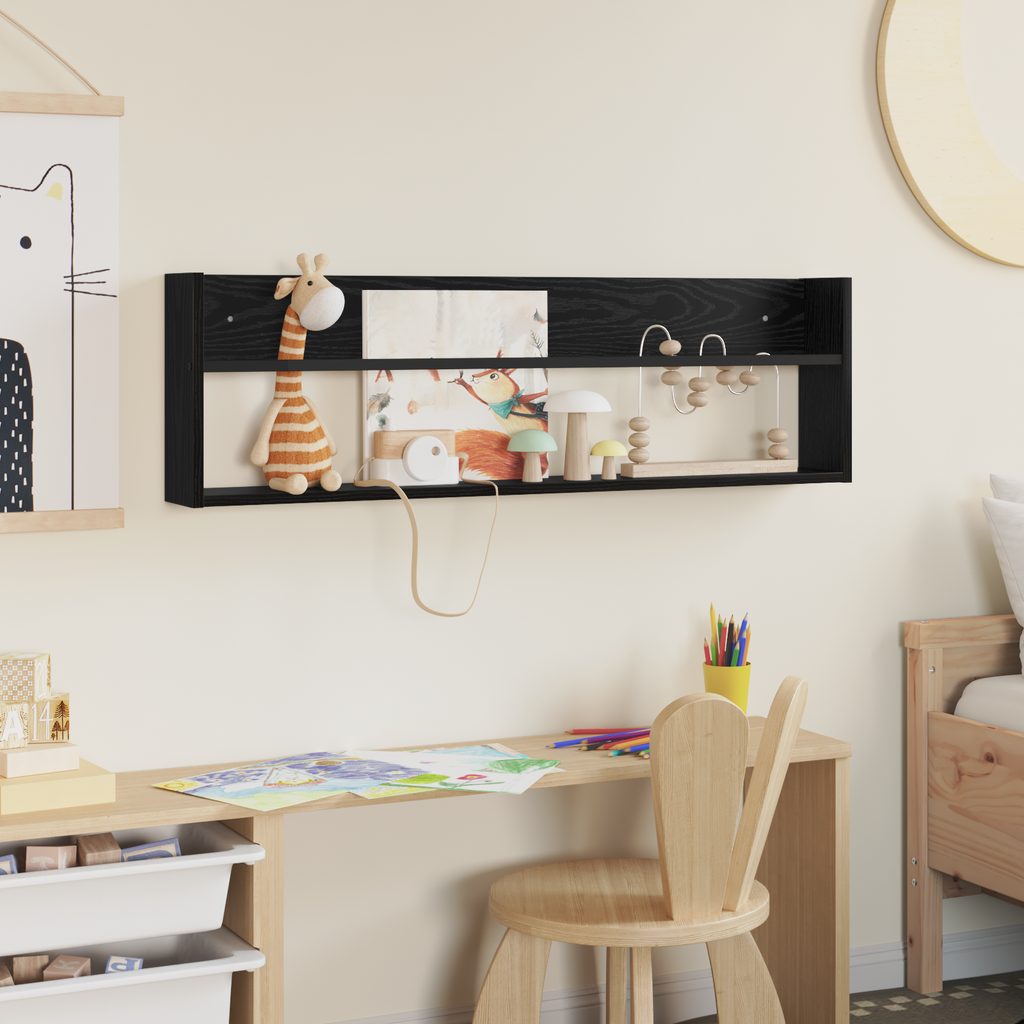 vidaXL Regał na gazety Czarny Dąb 100 x 12 x 30 cm Drewno inżynieryjne
