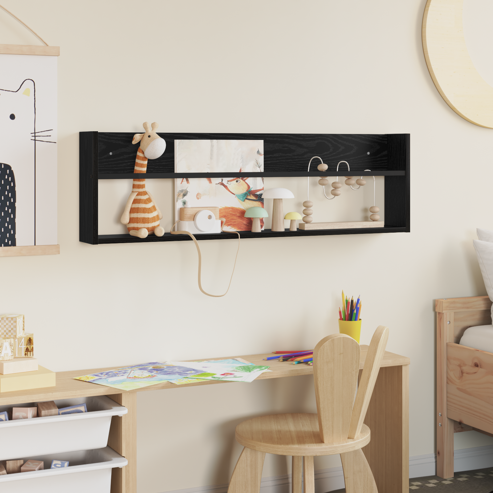 vidaXL Regał na gazety Czarny Dąb 100 x 12 x 30 cm Drewno inżynieryjne