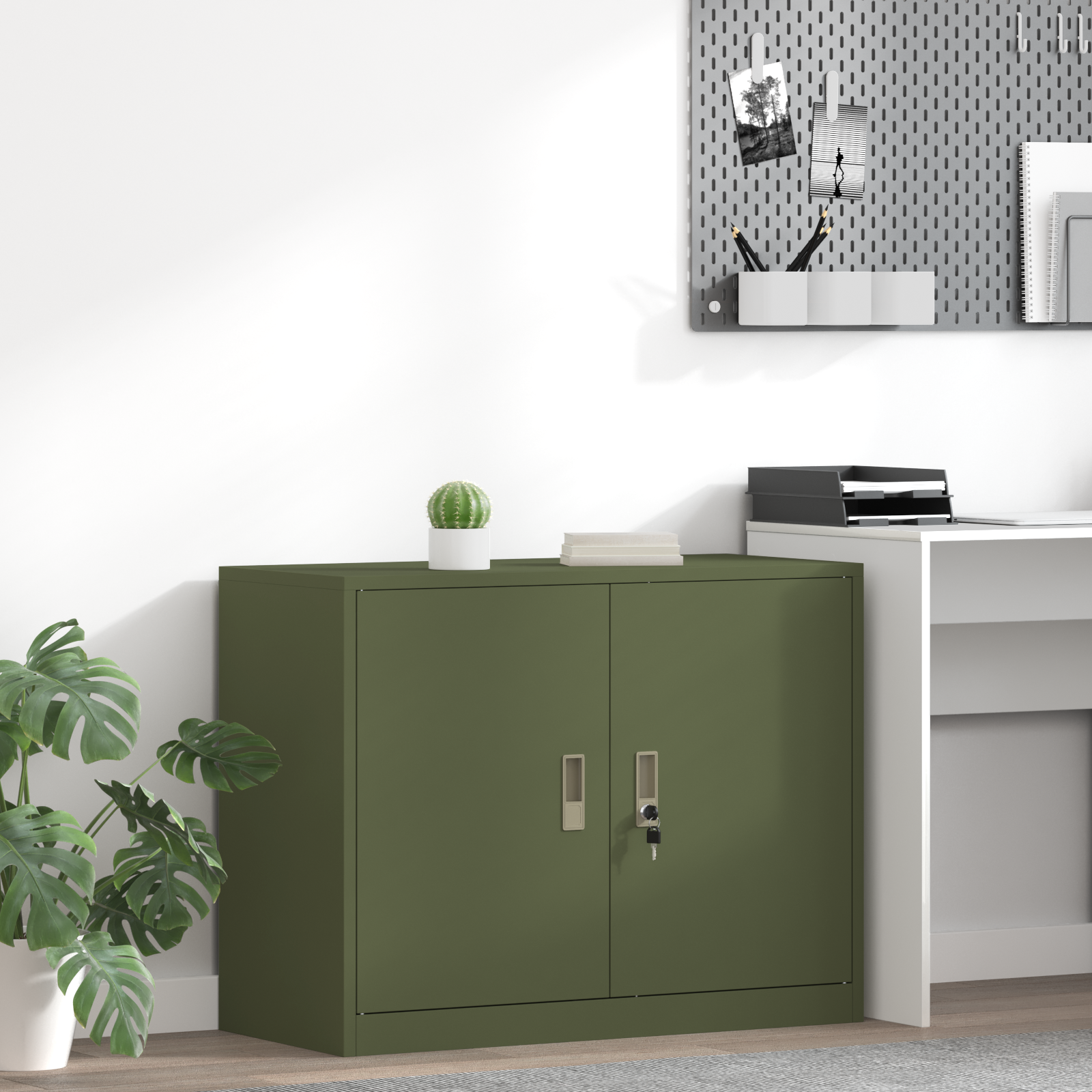 vidaXL Szafka do przechowywania Zielony oliwkowy 90 x 40 x 70 cm Stal