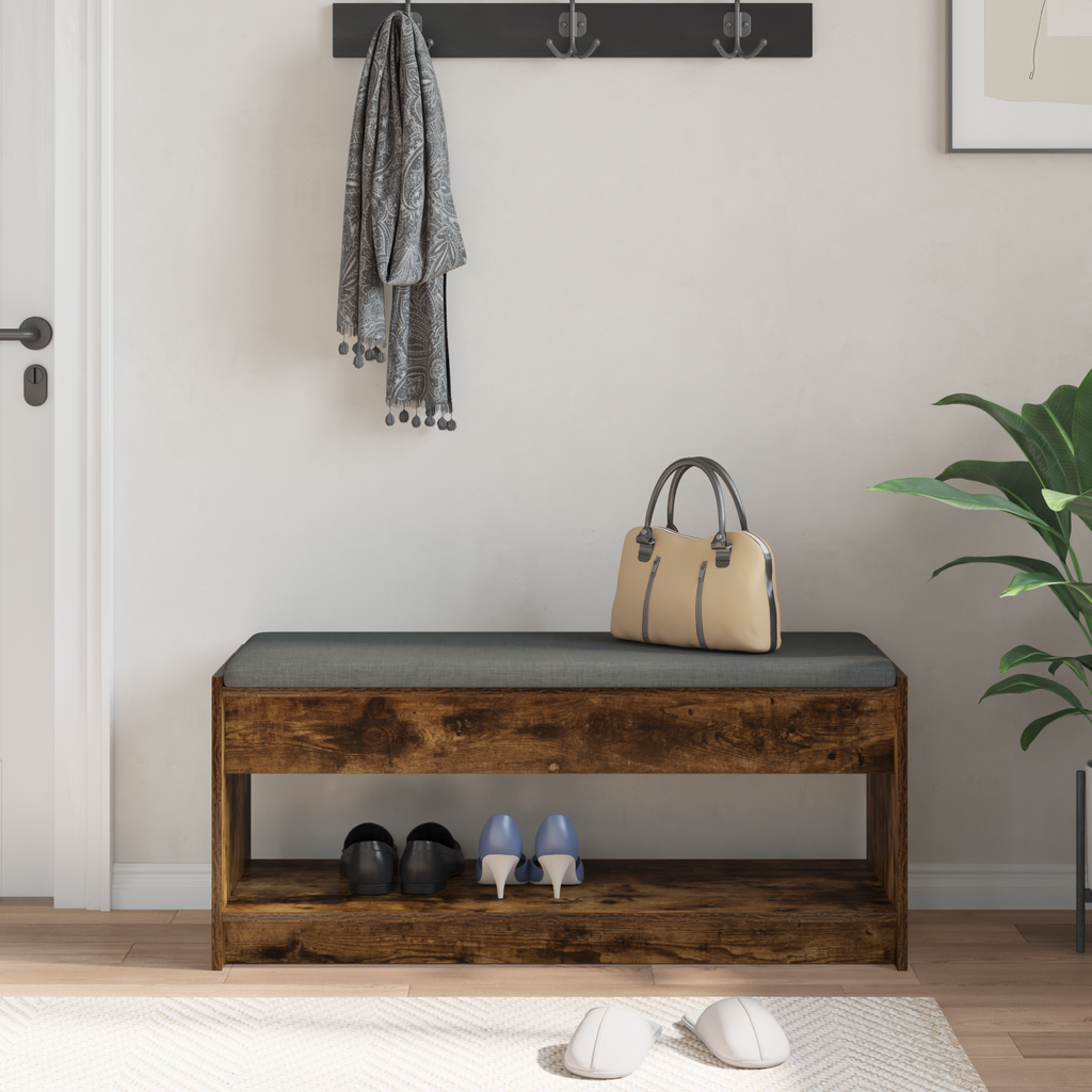 vidaXL Ławka w przedpokoju z poduszką Dąb Wędzony 103 x 38 x 45 cm