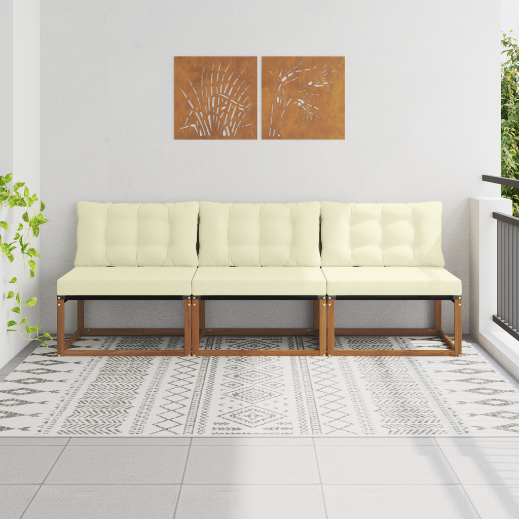 vidaXL 3 Sztuka Środkowa sofa ogrodowa Drewno akacji i tekstylen