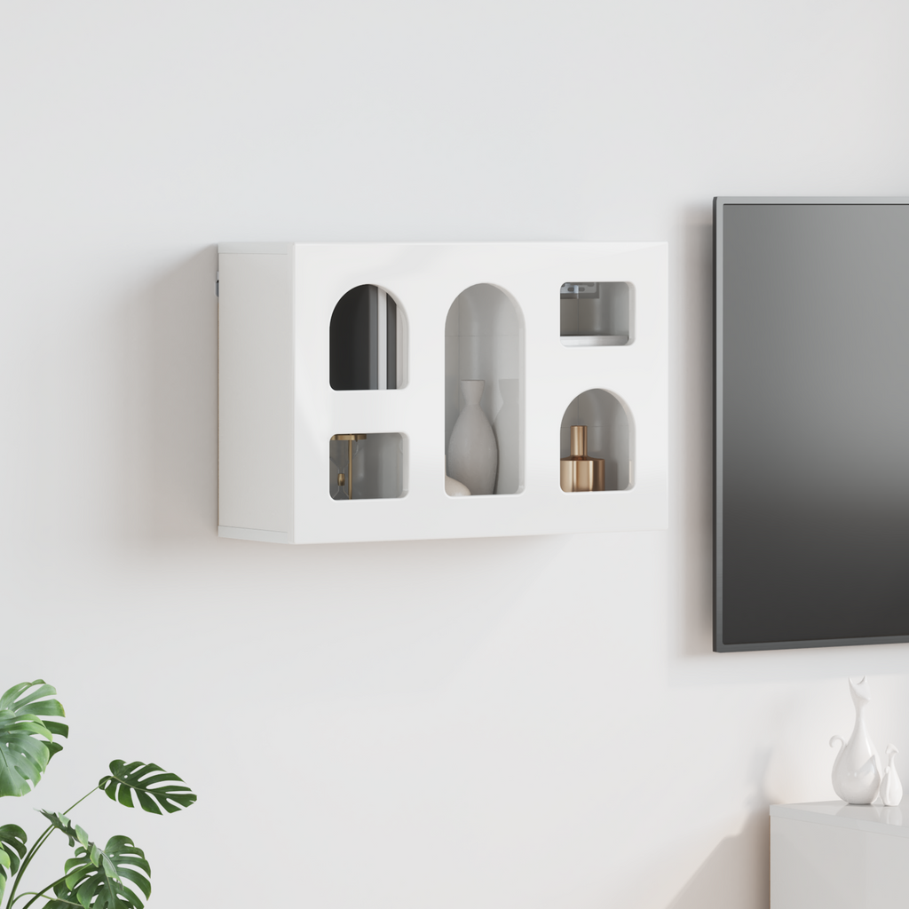 vidaXL Szafka wisząca z półką ELST Biały wysoki połysk 60 x 20 x 40 cm