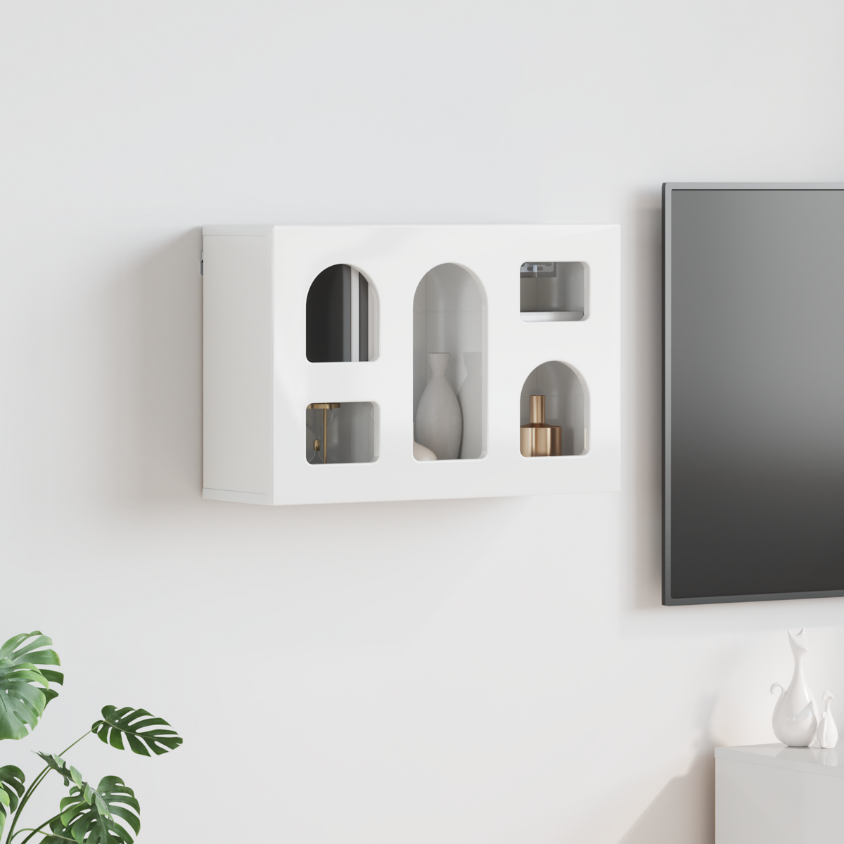 vidaXL Szafka wisząca z półką ELST Biały wysoki połysk 60 x 20 x 40 cm