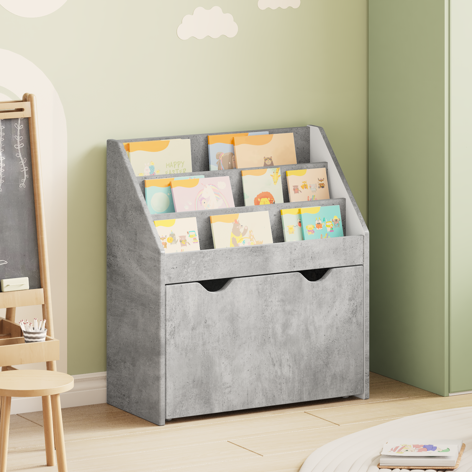 vidaXL Biblioteczka dla dzieci Betonowy szary 60 x 29,5 x 69 cm