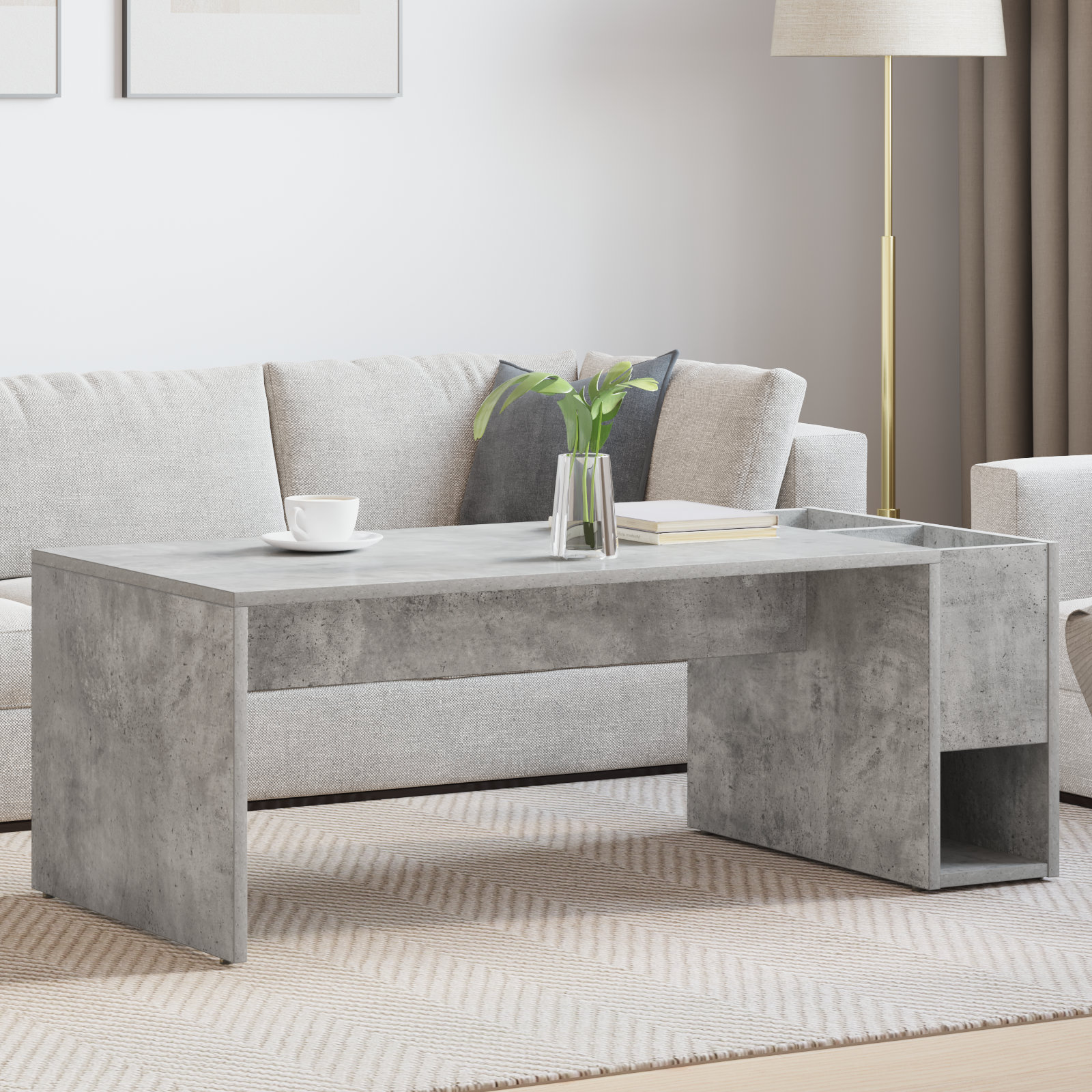 vidaXL Stolik kawowy Betonowy szary 101,5 x 50 x 37 cm