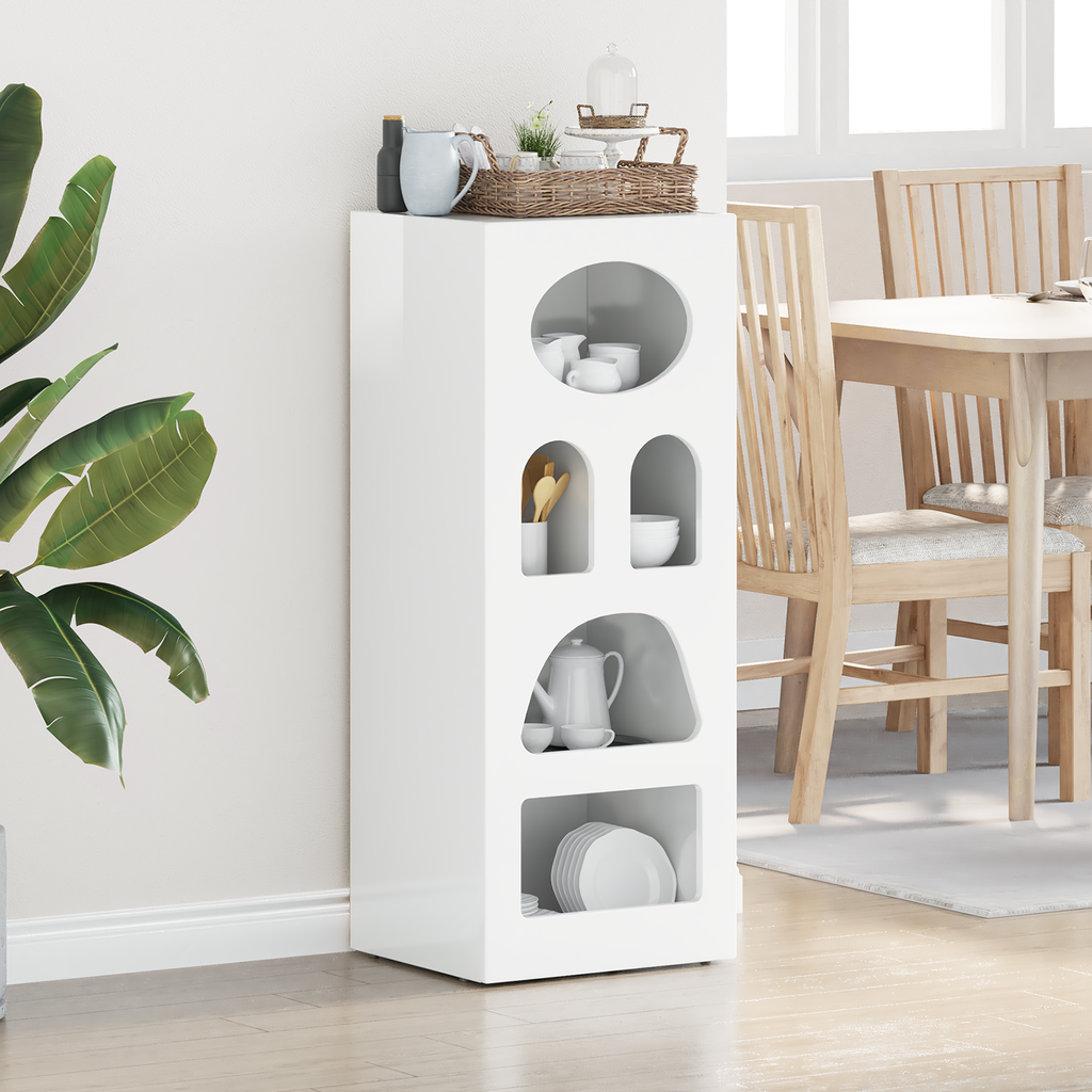 vidaXL Bufet ELST Wysoki połysk biały 40 x 35 x 100,5 cm