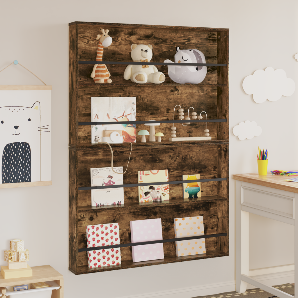 vidaXL Regał na gazety z półką 2 pcs Dąb wędzony 100 x 12 x 70 cm