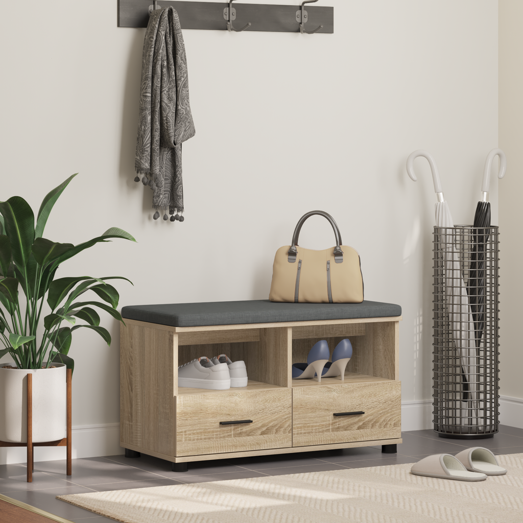 vidaXL Ławka w przedpokoju z poduszką Dąb Sonoma 80 x 38 x 46 cm