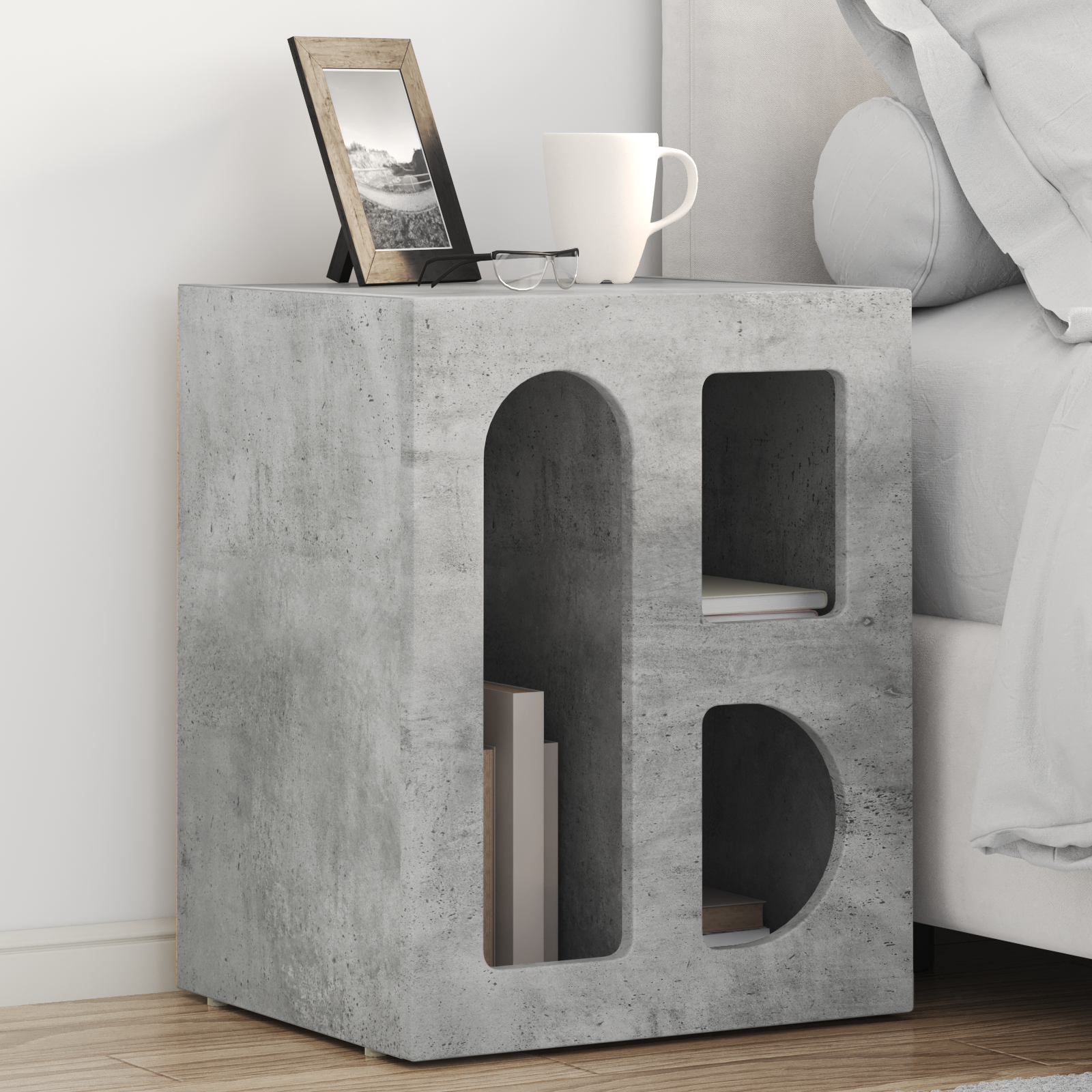 vidaXL Stolik nocny ELST 2 szt. Betonowy szary 40 x 35 x 50 cm