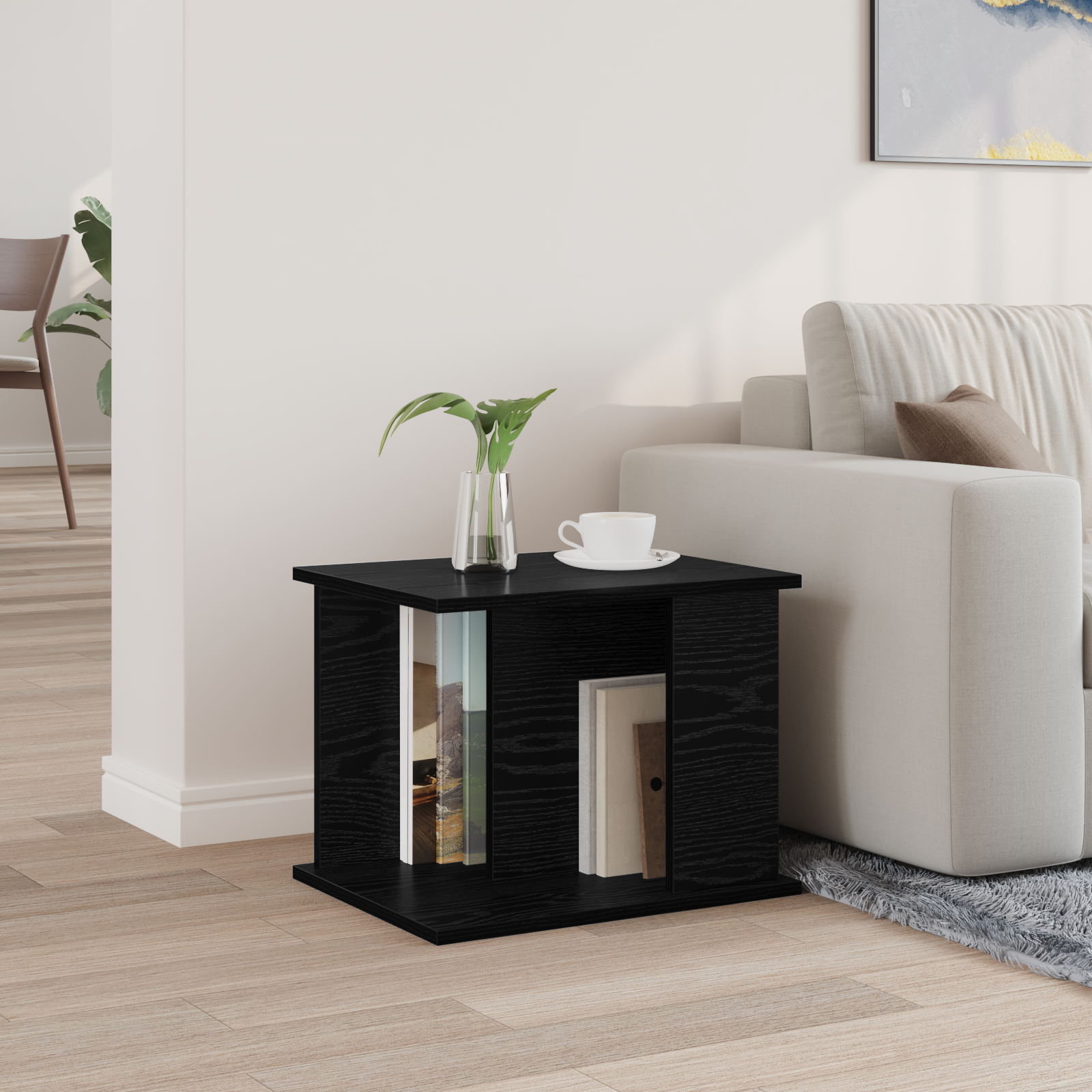 vidaXL Regał na gazety Czarny Dąb 35 x 35 x 45 cm Drewno inżynieryjne