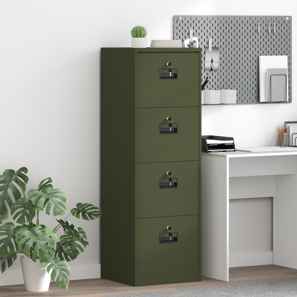 vidaXL Szafka na dokumenty z półką Zielony oliwkowy 45,5 x 42 x 139 cm