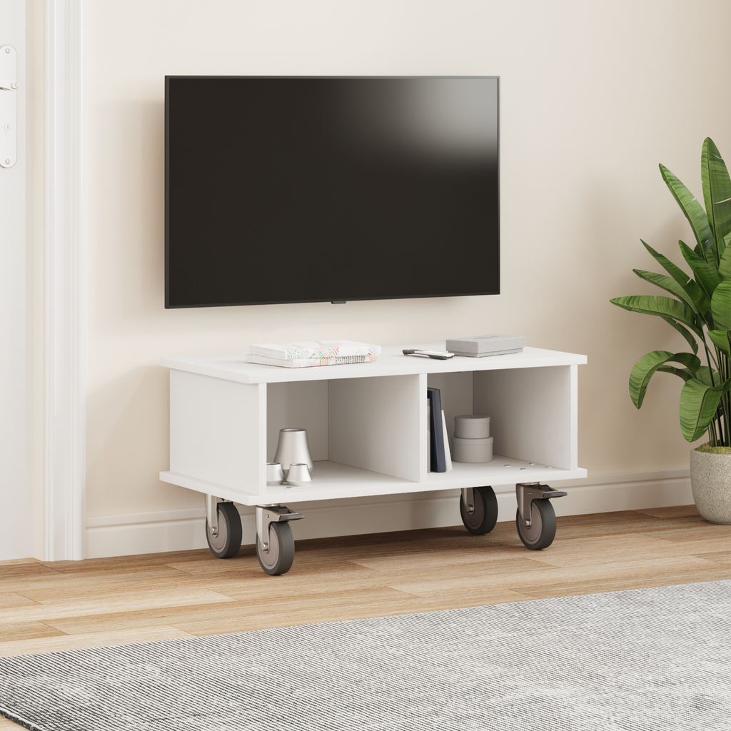 vidaXL Stół pod telewizor 68,5 x 35 x 35 cm Biały Drewno inżynieryjne