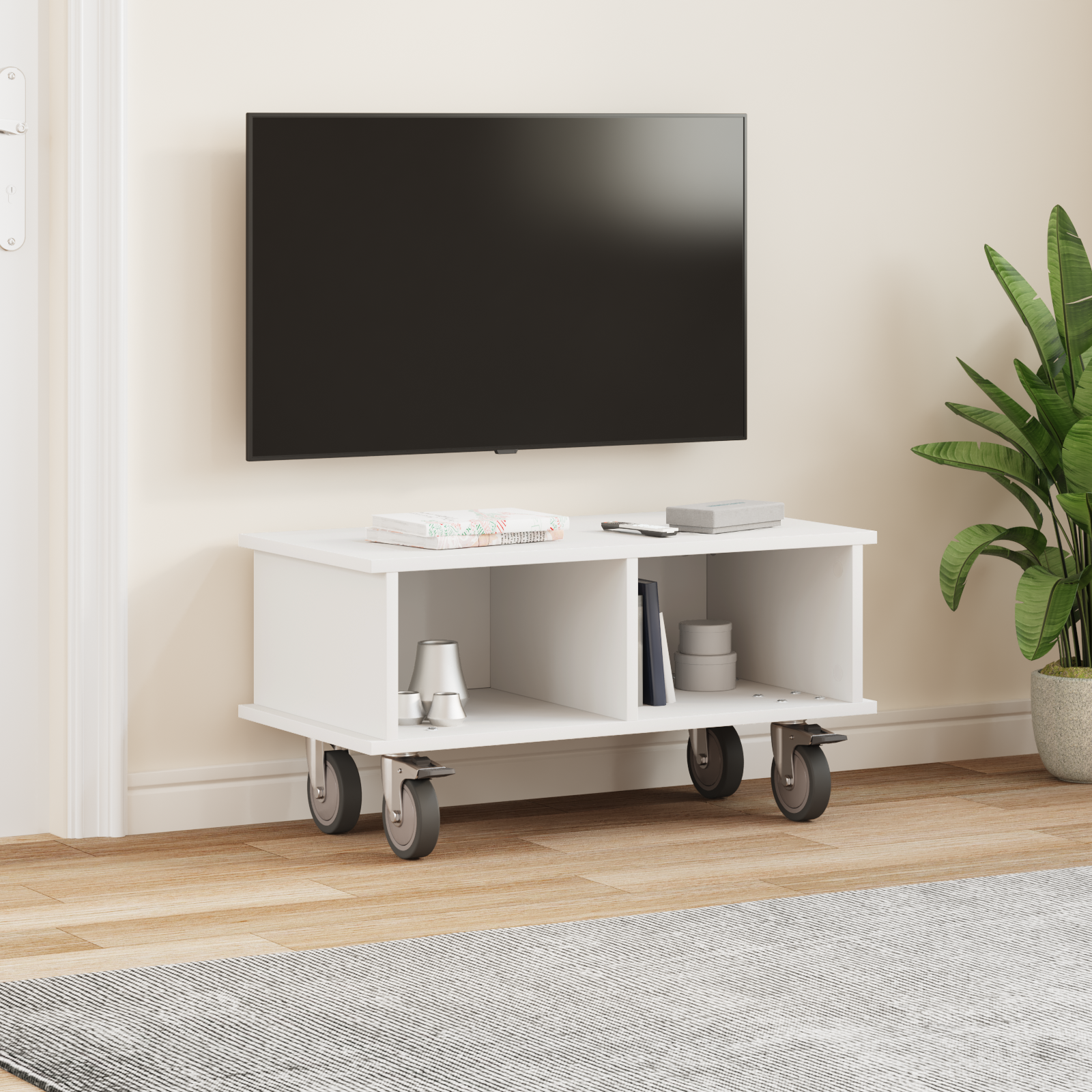 vidaXL Stół pod telewizor 68,5 x 35 x 35 cm Biały Drewno inżynieryjne
